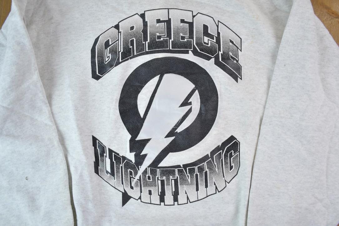 Vintage 1990s Greece Lightning University Collegiate Crewneck Men's Large - Image 3