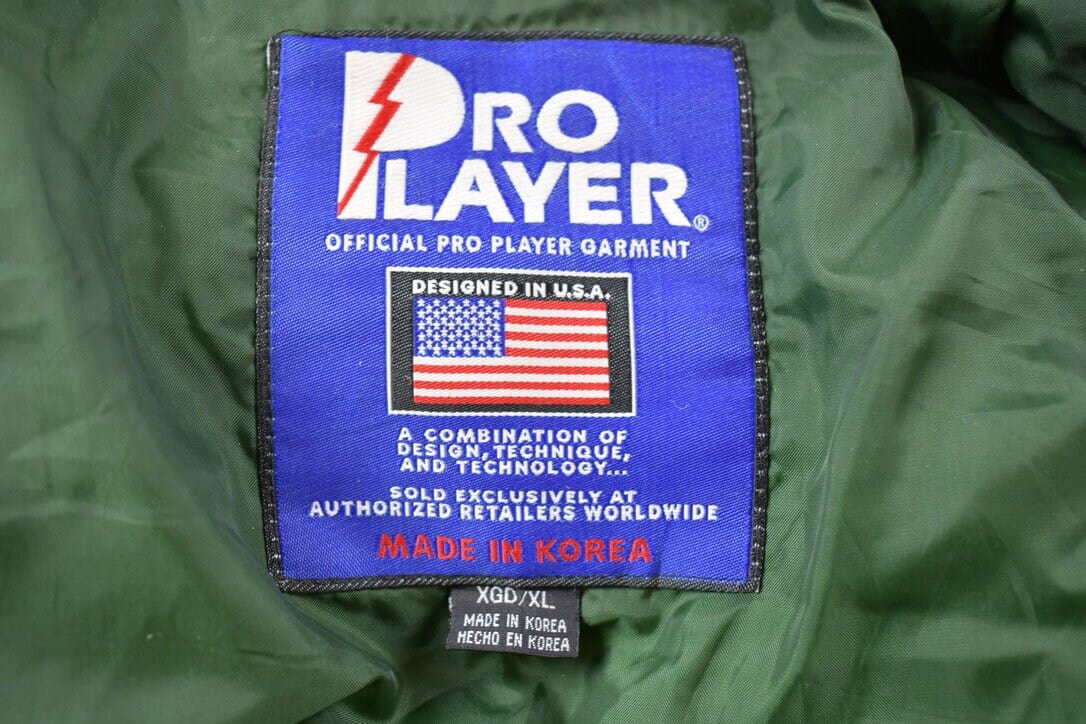 Vintage 1990s Green Bay Packer Pro Player Full Zip Puffer Jacket Men's 2XL - Image 8