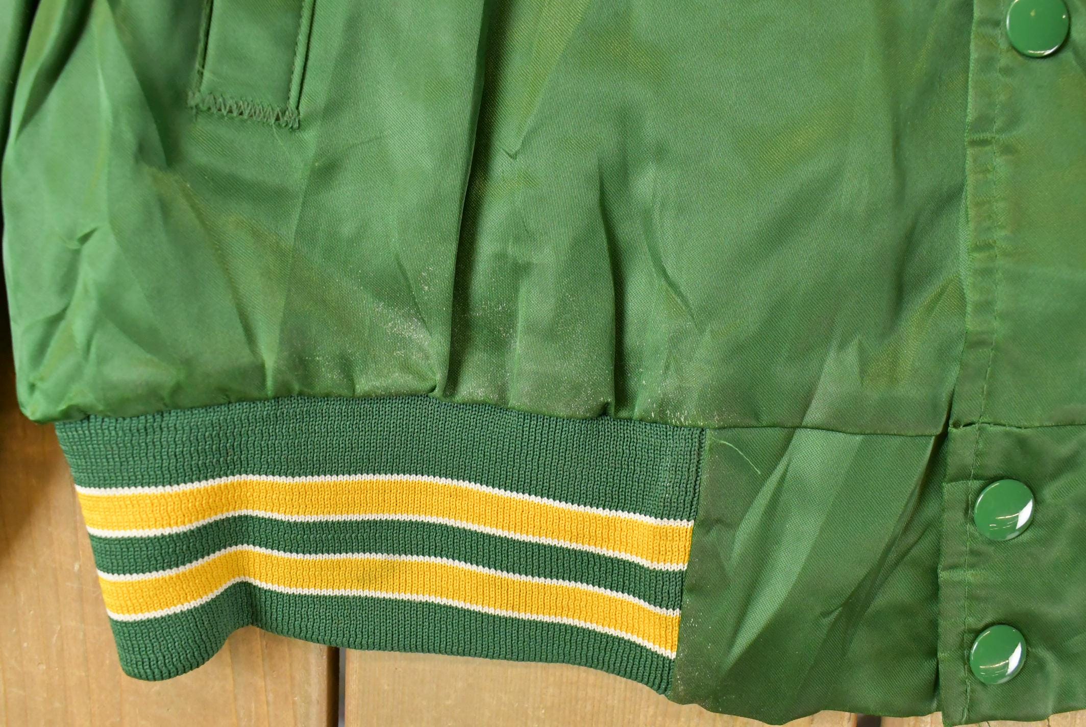 Vintage 1990s Green Bay Packers Chalk Line Satin Bomber Jacket Men's Large - Image 5