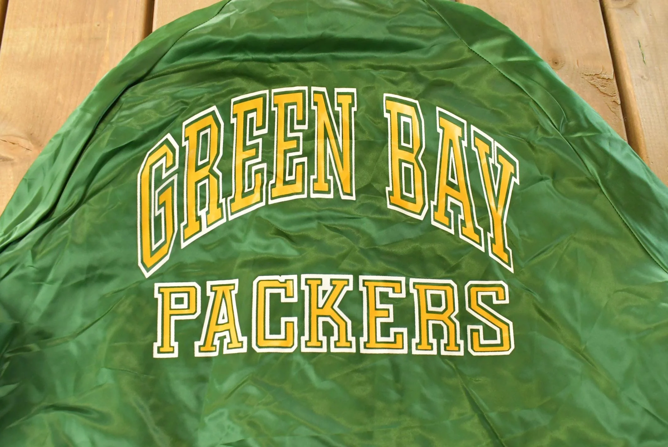 Vintage 1990s Green Bay Packers Chalk Line Satin Bomber Jacket Men's Large - Image 6