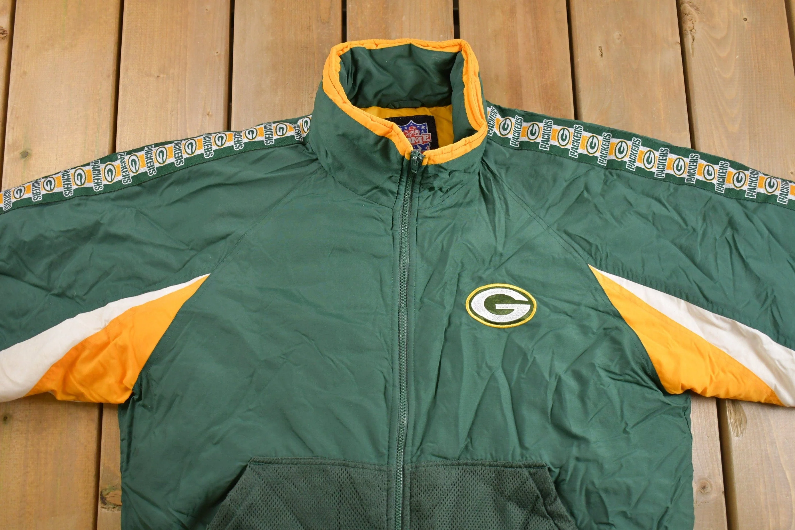 Vintage 1990s Green Bay Packers Full Zip Jacket Men's Large - Image 4