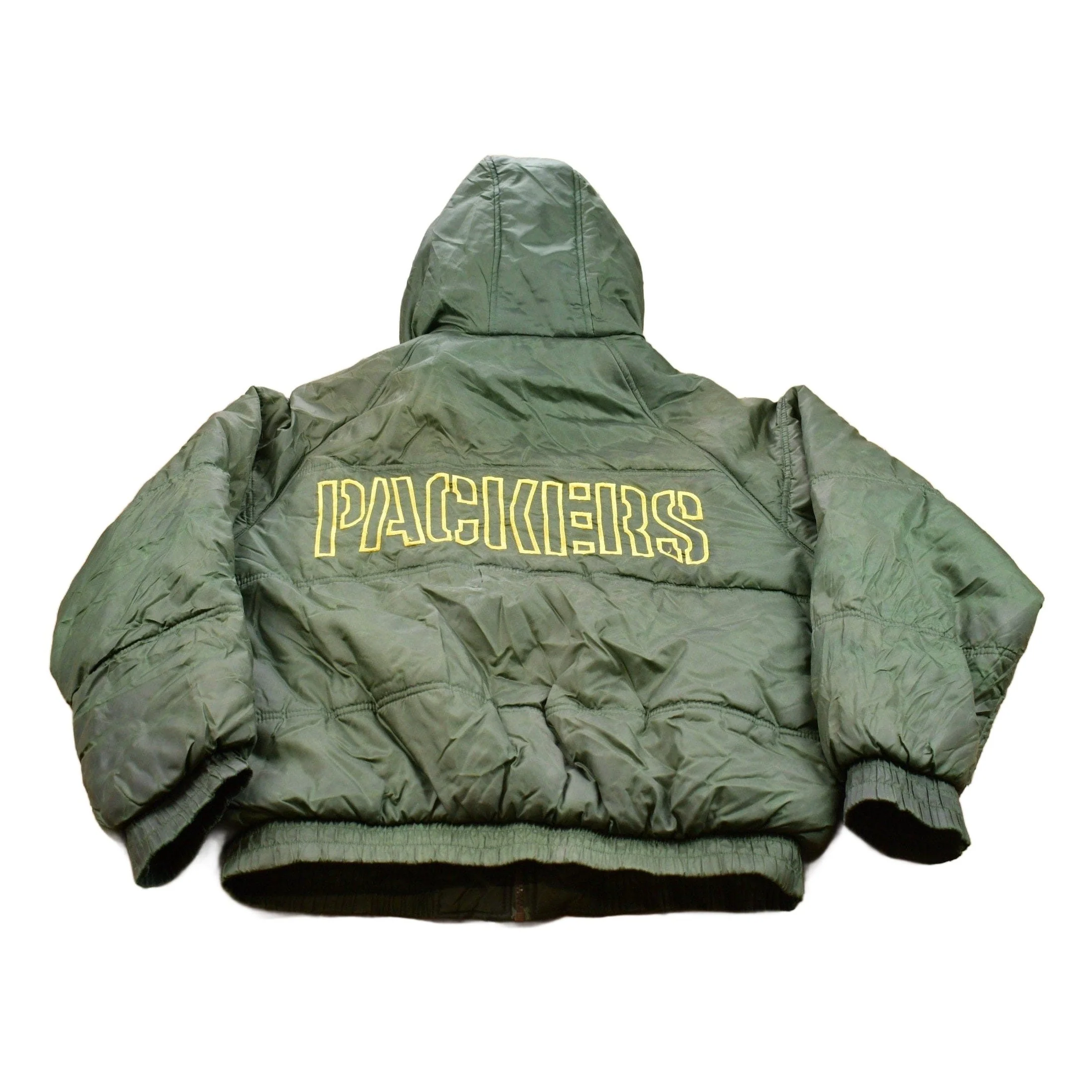 Vintage 1990s Green Bay Packers Game Day NFL Puffer Jacket Men's Large - Image 2