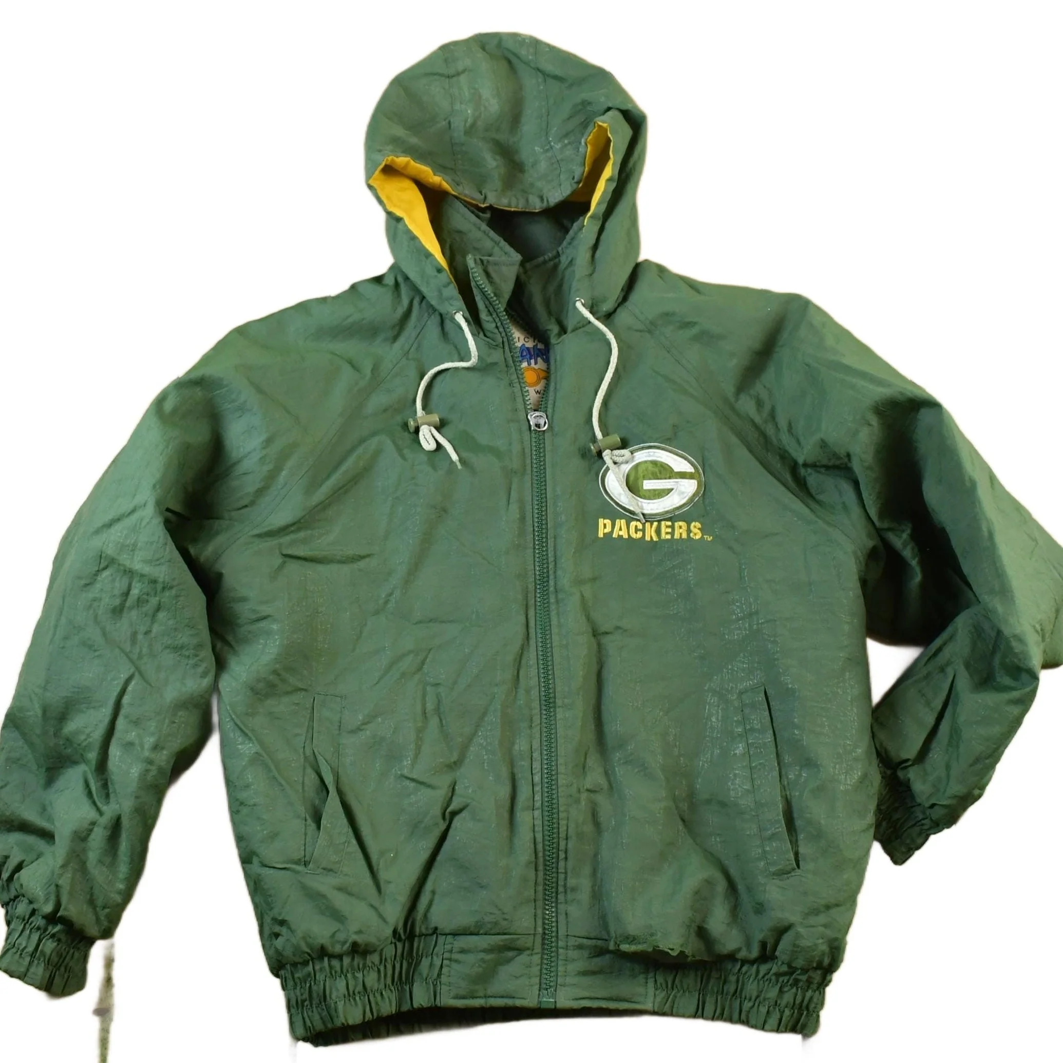 Vintage 1990s Green Bay Packers Hooded NFL Football Jacket Men's L