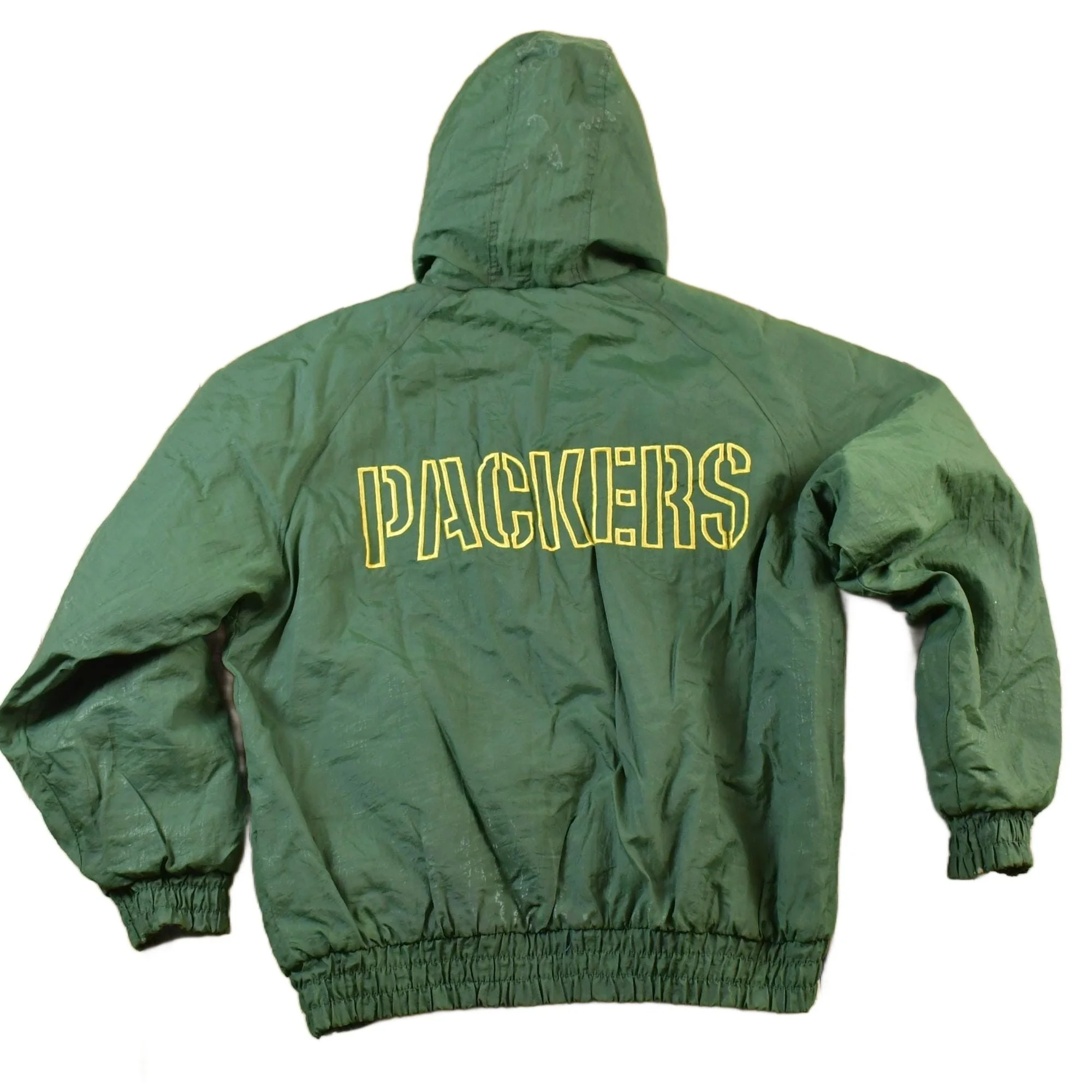 Vintage 1990s Green Bay Packers Hooded NFL Football Jacket Men's L - Image 2