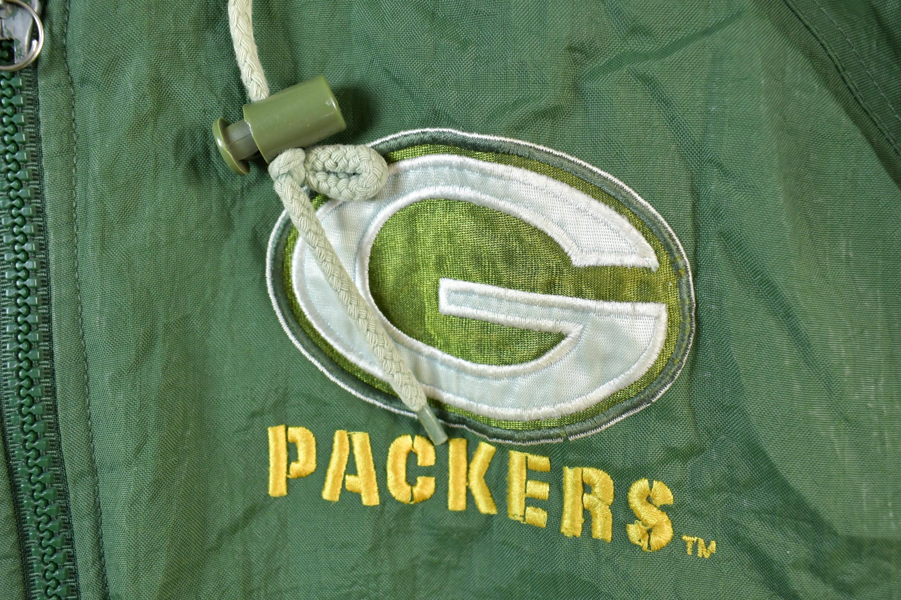 Vintage 1990s Green Bay Packers Hooded NFL Football Jacket Men's L - Image 3