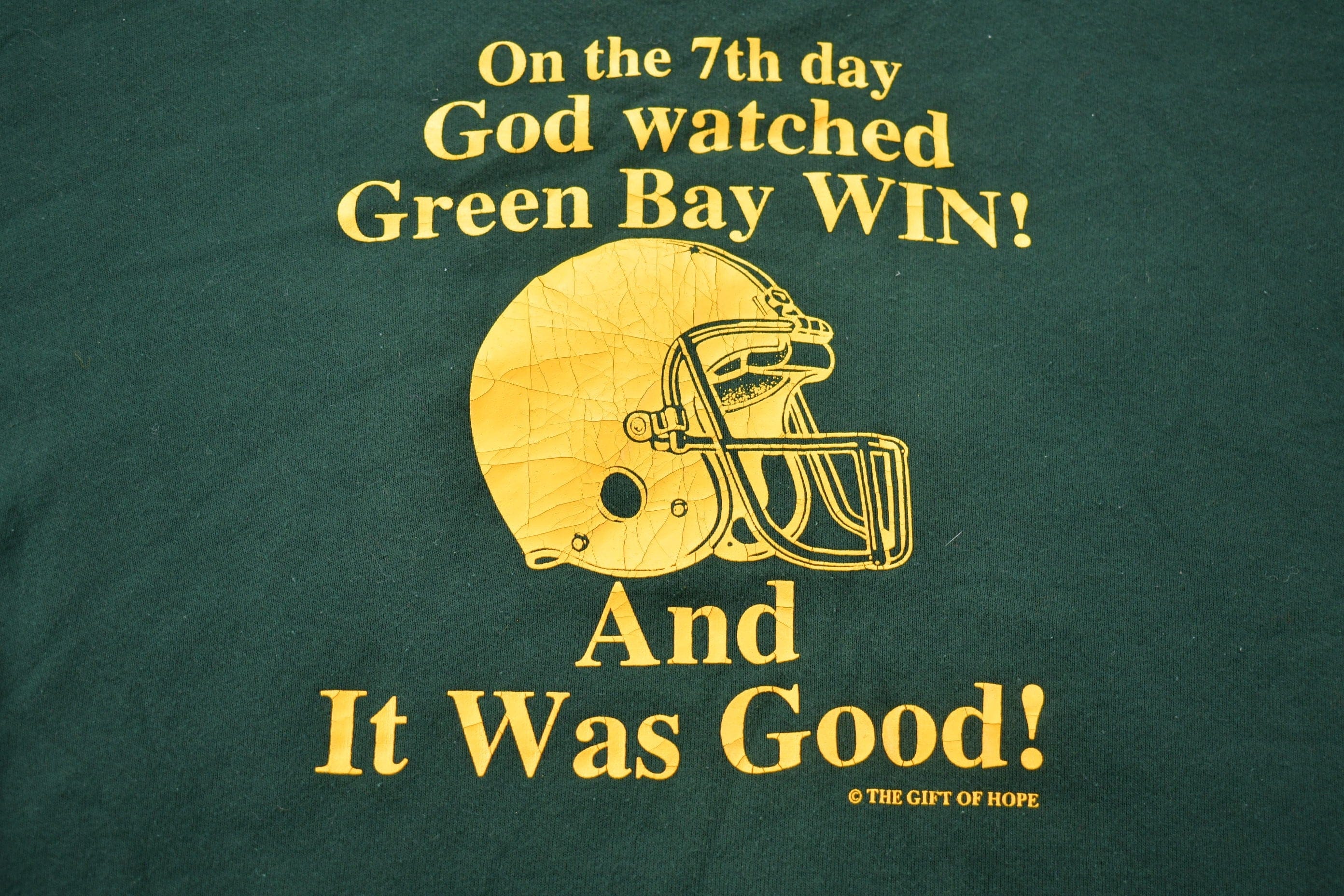 Vintage 1990s Green Bay Packers In 6 Days God Created the Heavens and the Earth Crewneck Sweatshirt Men's 2XL - Image 3