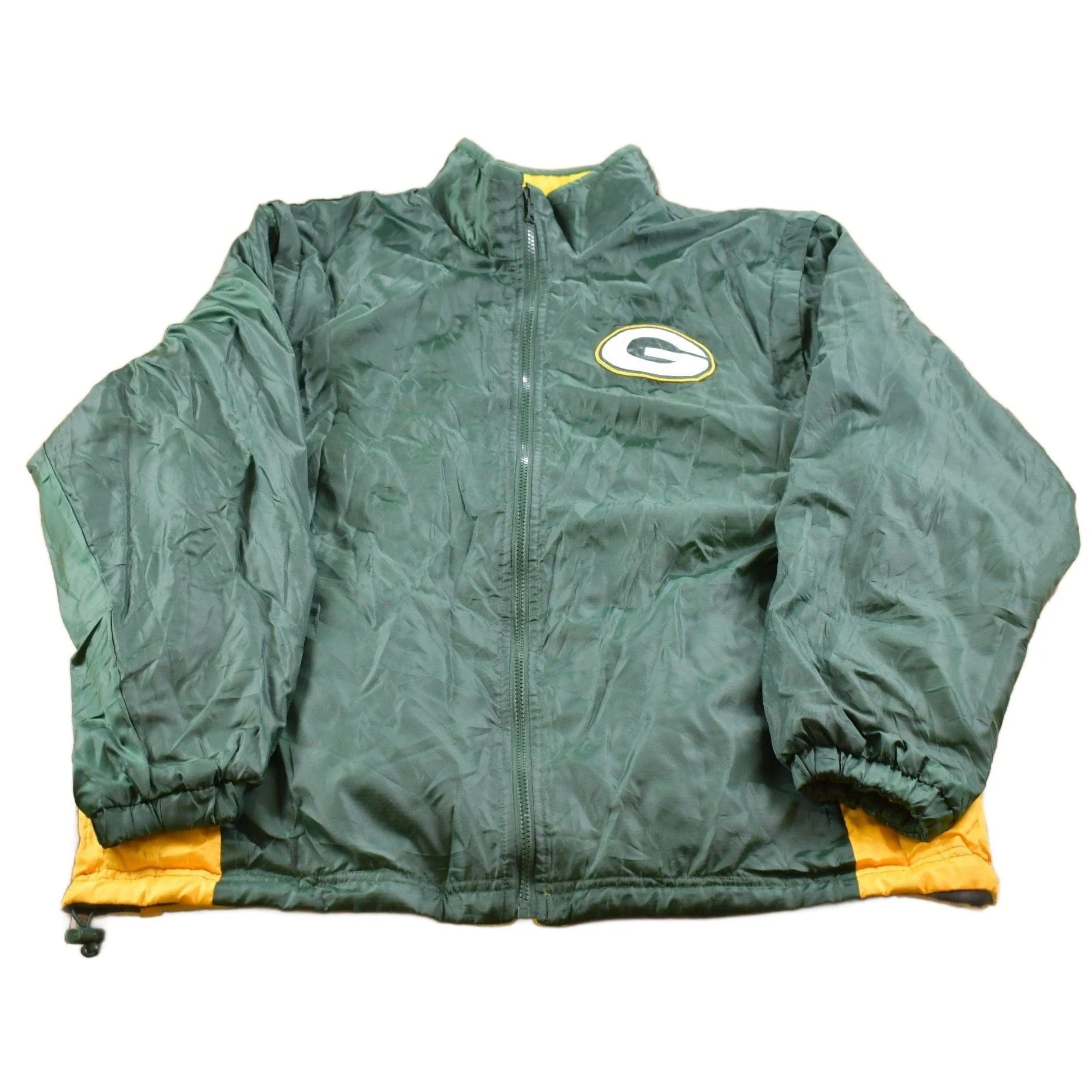 Vintage 1990s Green Bay Packers Logo Fleece Lined Convertible Jacket Men's Large