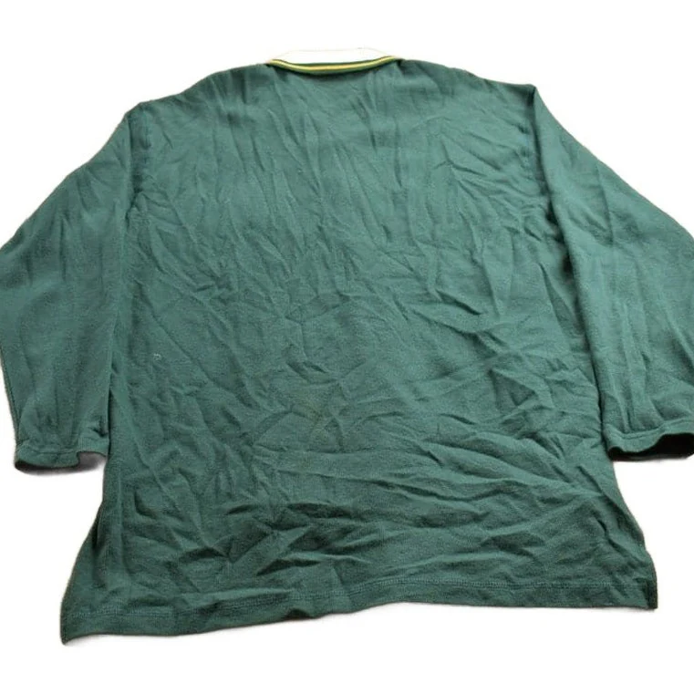 Vintage 1990s Green Bay Packers NFL Button Up Collared Sweatshirt Men's Medium - Image 2