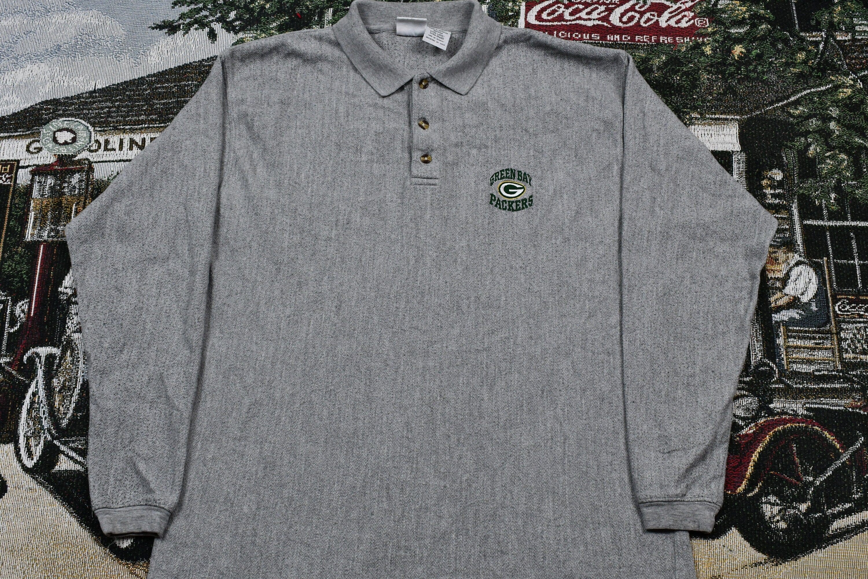 Vintage 1990s Green Bay Packers NFL Collared Embroidered Sweater Men's XL - Image 3
