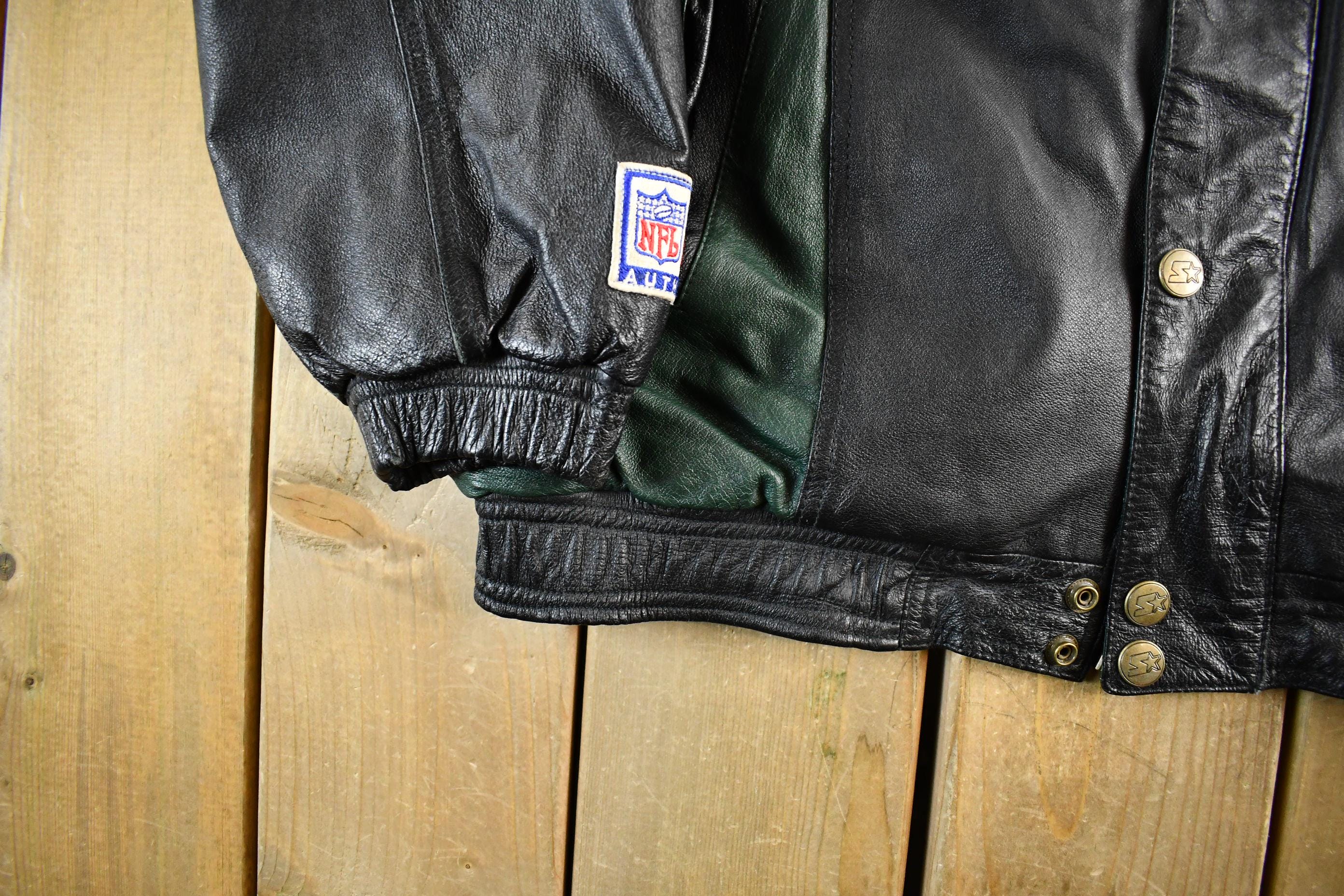 Vintage 1990s Green Bay Packers NFL Leather Jacket Men's Large - Image 4