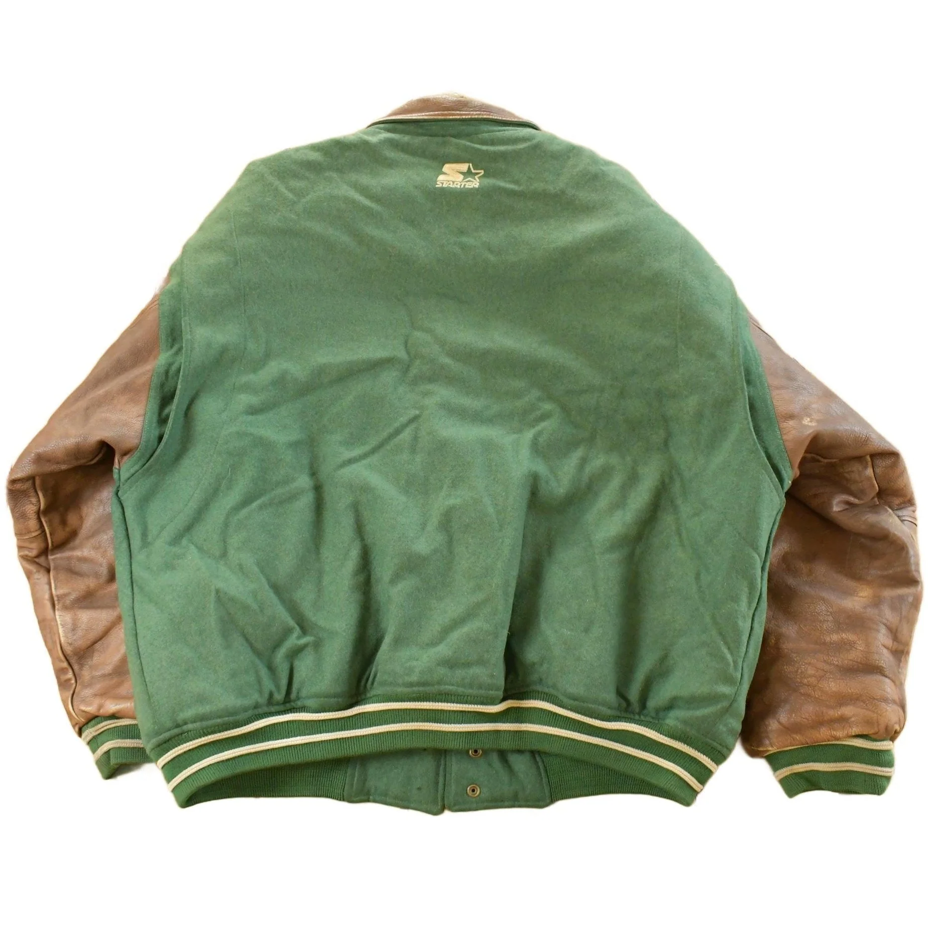 Vintage 1990s Green Bay Packers NFL Wool Leather Varsity Jacket Men's Large - Image 2