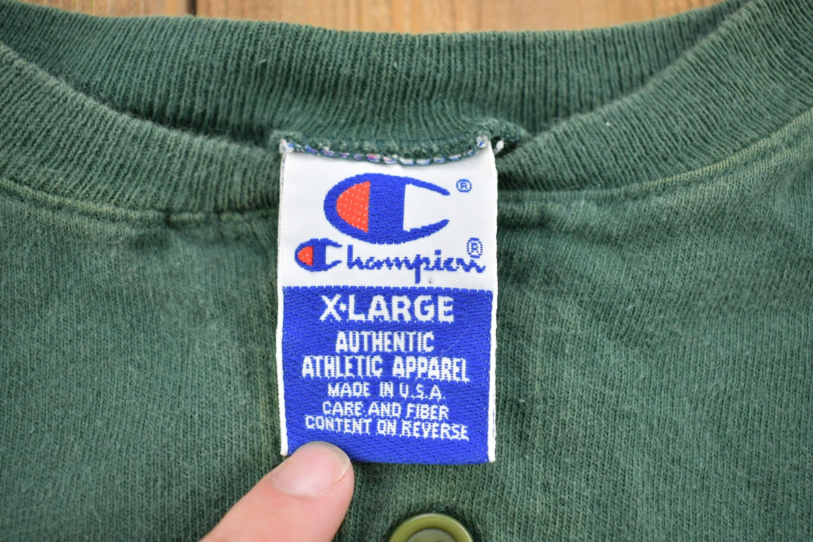 Vintage 1990s Green Quarter Button Champion Sweatshirt Men's XL - Image 3