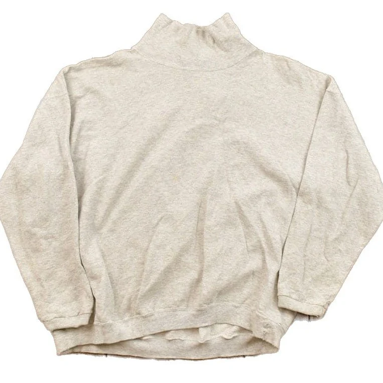 Vintage 1990s Grey Blank Turtleneck Sweatshirt Men's XL