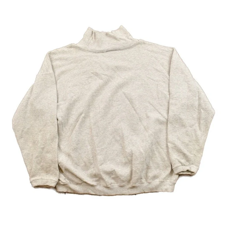 Vintage 1990s Grey Blank Turtleneck Sweatshirt Men's XL - Image 2