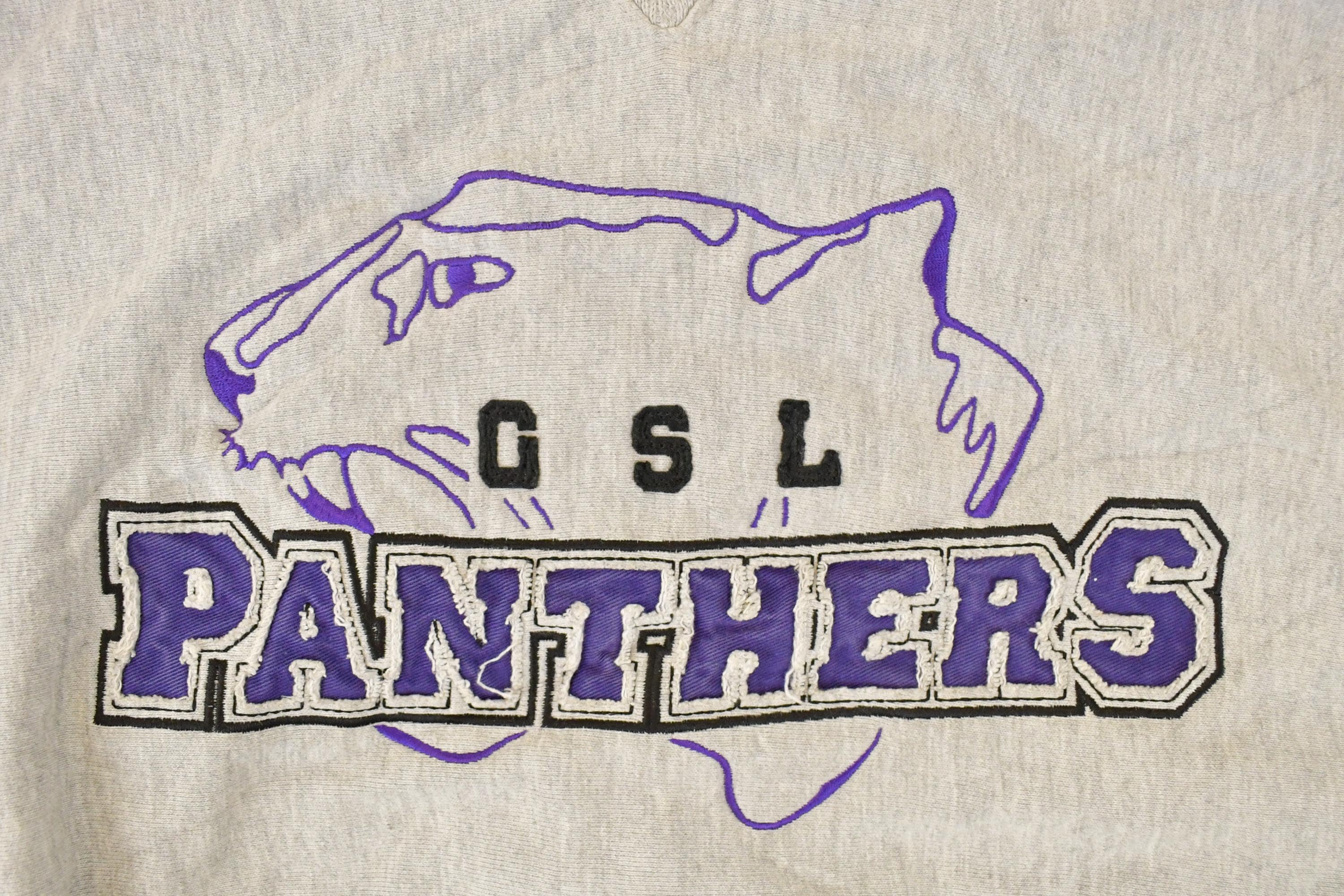 Vintage 1990s GSL Panthers Embroidered University Hoodie Sweater Men's L - Image 3