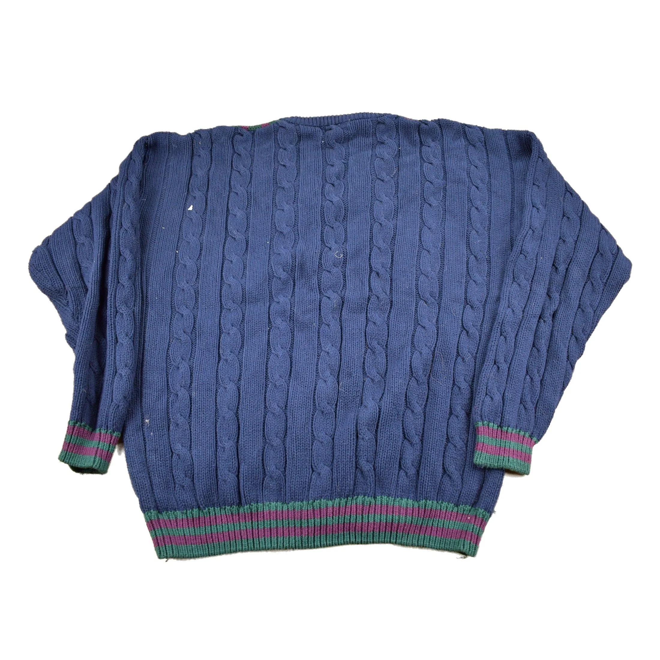 Vintage 1990s Guess Classics V-Neck Knit Colligate Sweater Men's XL - Image 2