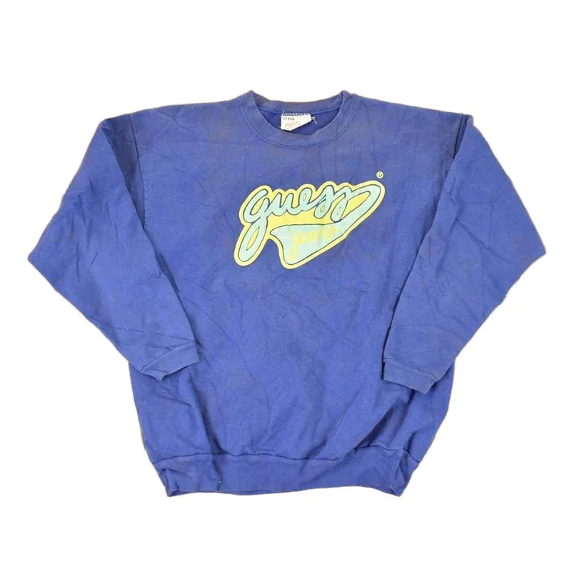 Vintage 1990s Guess Jeans Writing Logo Graphic Print Crewneck Sweatshirt Men's M
