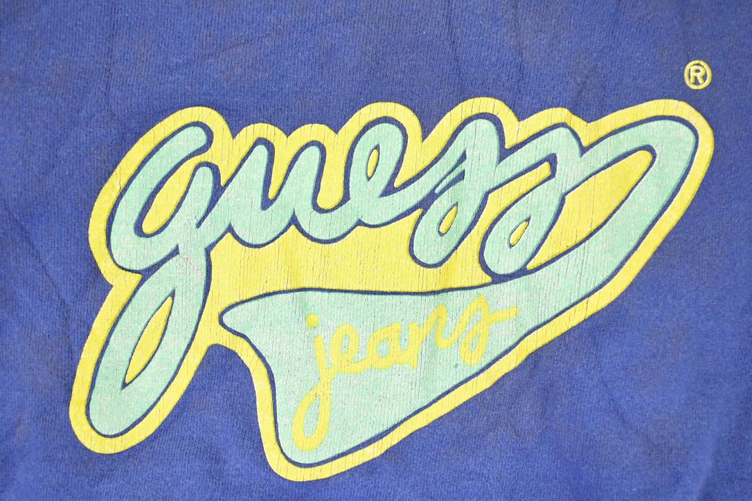 Vintage 1990s Guess Jeans Writing Logo Graphic Print Crewneck Sweatshirt Men's M - Image 3