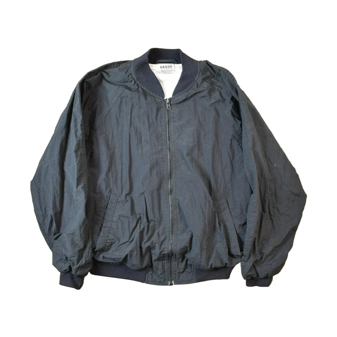 Vintage 1990s Guess USA American Flag Back Logo Bomber Jacket - Image 2