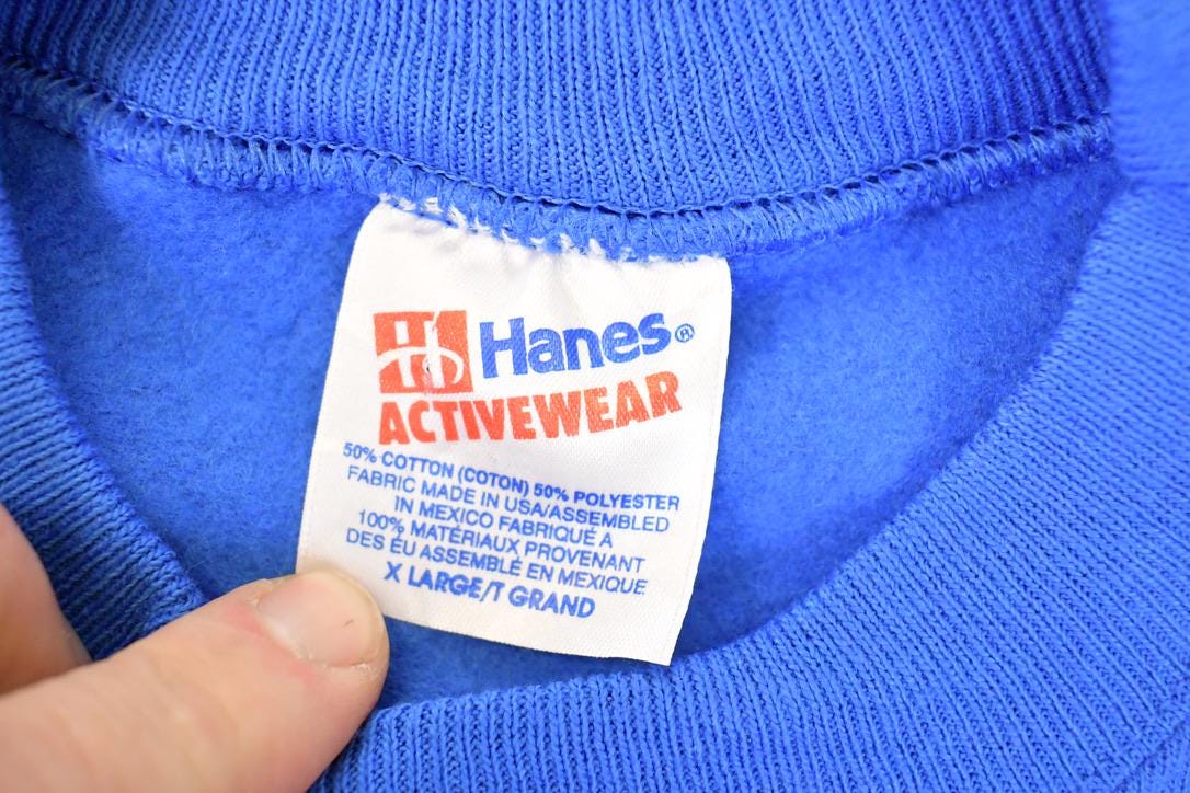 Vintage 1990s Hanes Activewear Blank Crewneck Sweatshirt Men's L - Image 3