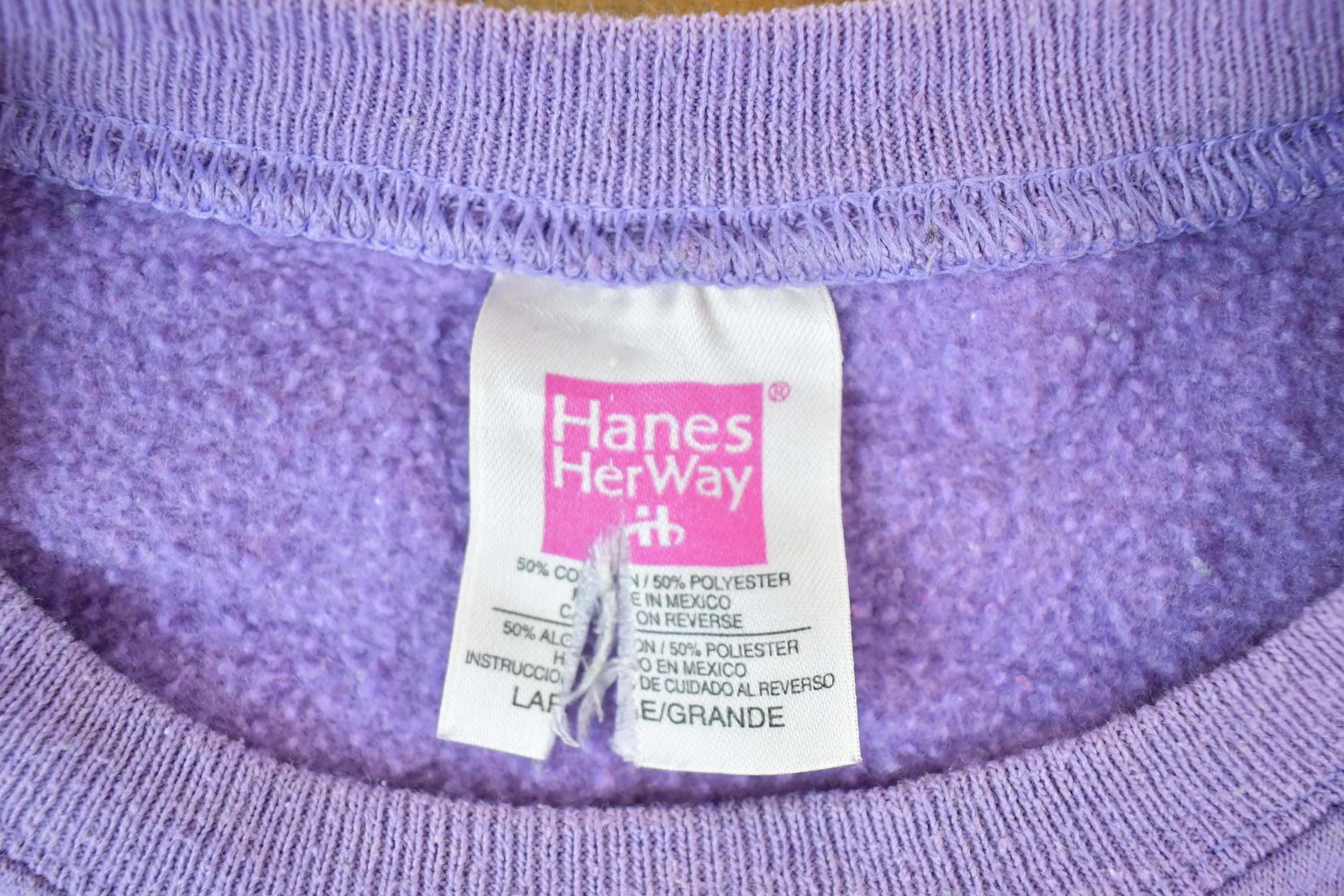 Vintage 1990s Hanes Her Way Blank Mauve Crewneck Sweatshirt Men's XL - Image 3