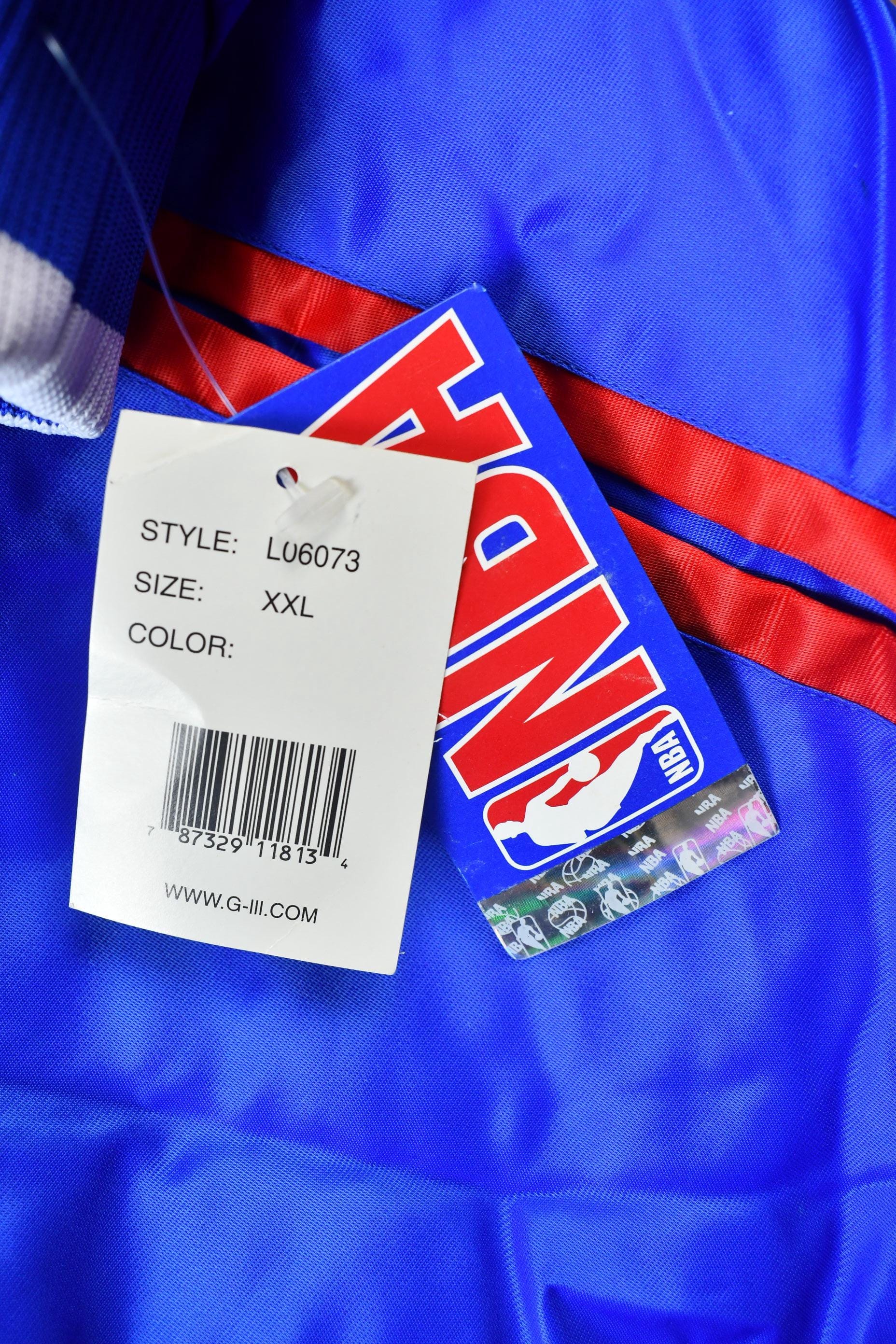 Vintage 1990s Hardwood Classics Philadelphia 76ers NBA Basketball Embroidered Snap Button Satin Bomber Jacket Men's 3XL - Image 7