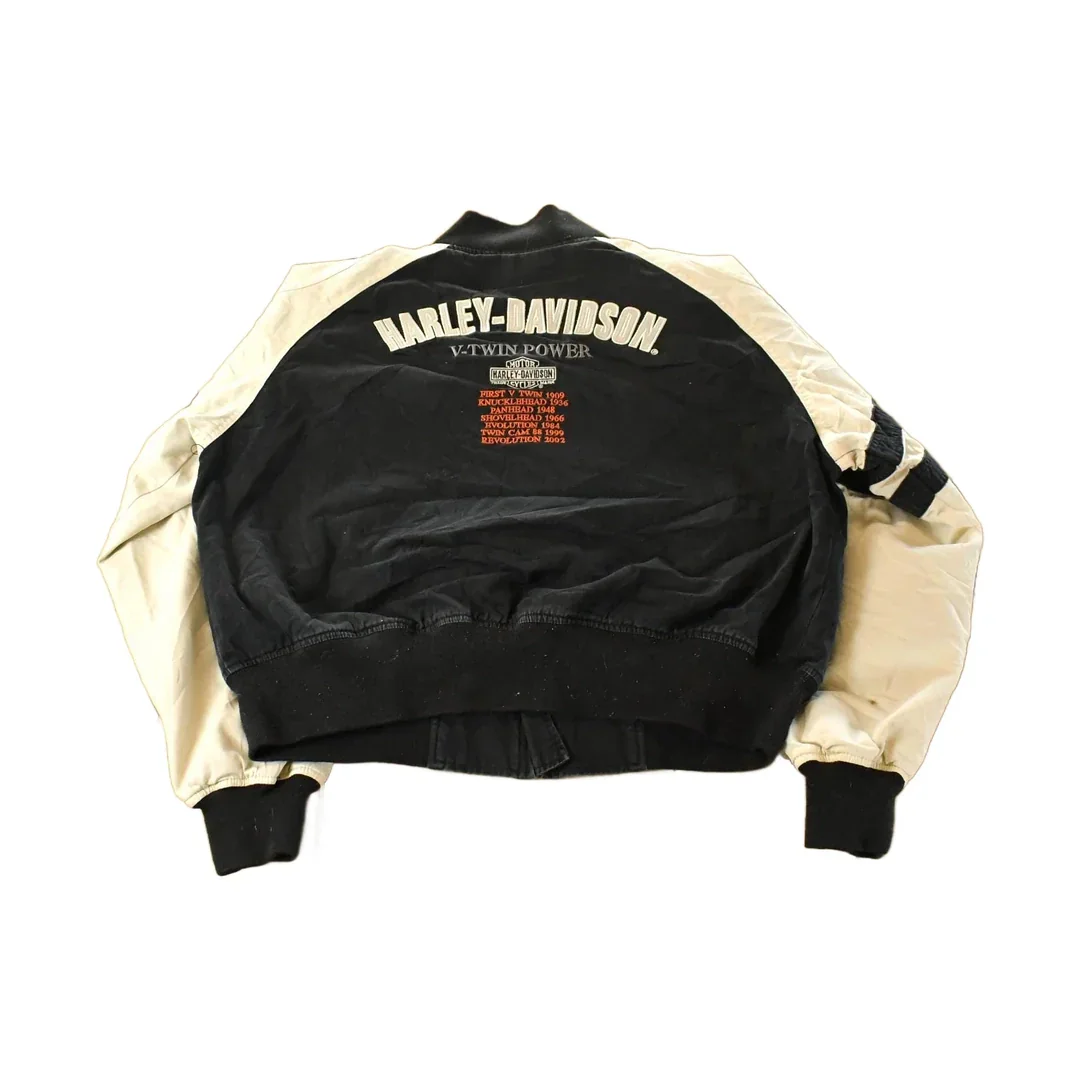 Vintage 1990s Harley Davidson Embroidered Motorcycle Bomber Jacket Men's Short Medium - Image 2