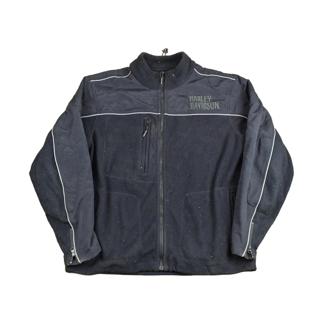 Vintage 1990s Harley Davidson Fleece Zip Up Sweater Men's XL - Image 2