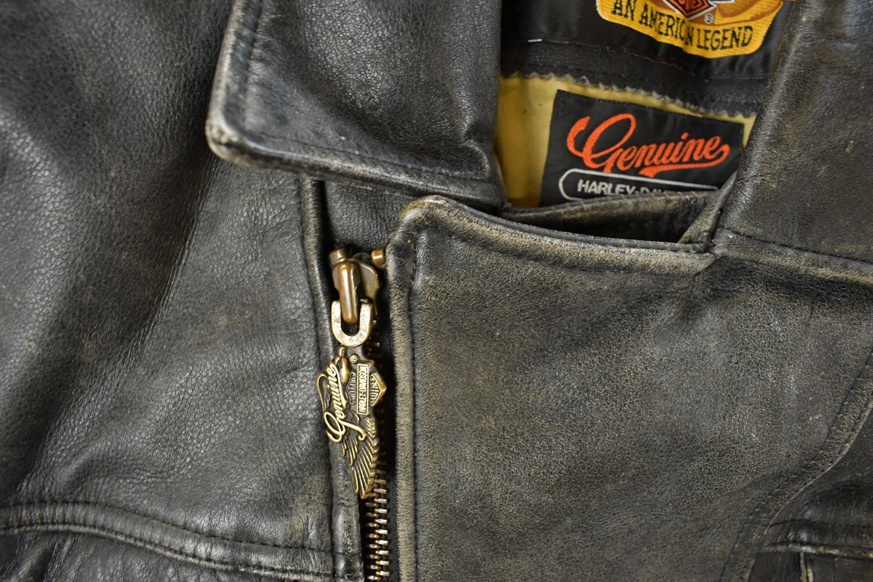 Vintage 1990s Harley Davidson Leather Biker Jacket Men's Small - Image 5