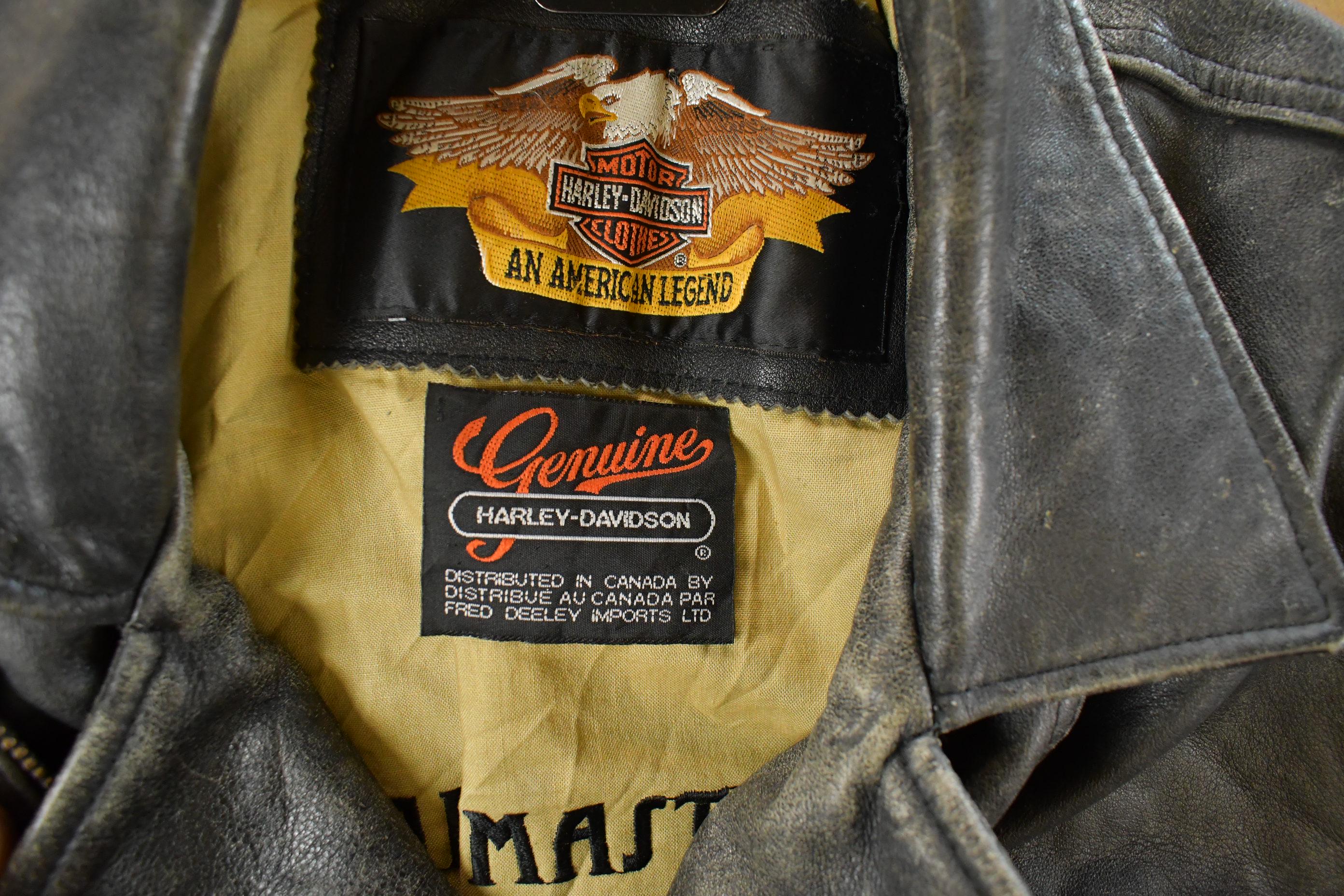 Vintage 1990s Harley Davidson Leather Biker Jacket Men's Small - Image 6