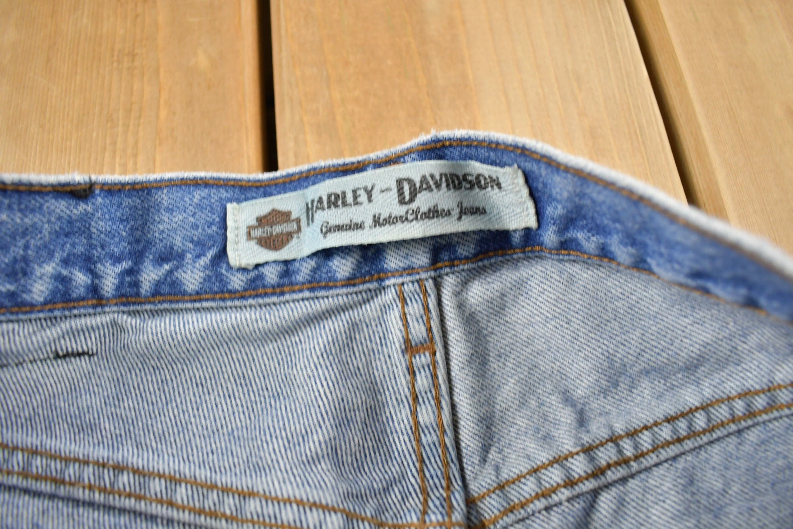 Vintage 1990s Harley Davidson Light Wash Denim Jeans Men's 36 x 28 - Image 8