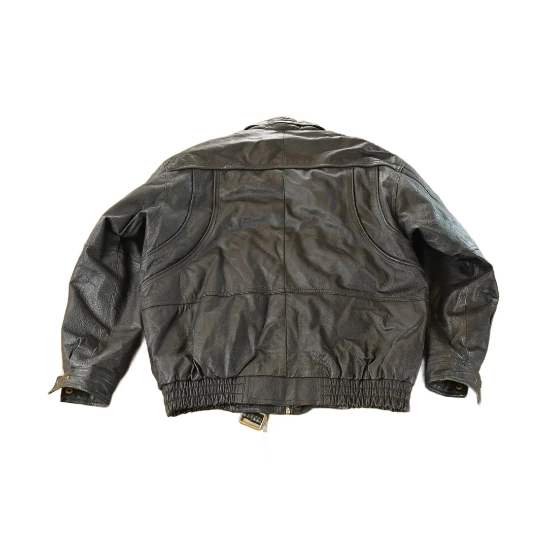 Vintage 1990s Harry Kayn Leather Biker Jacket Men's 2XL - Image 2