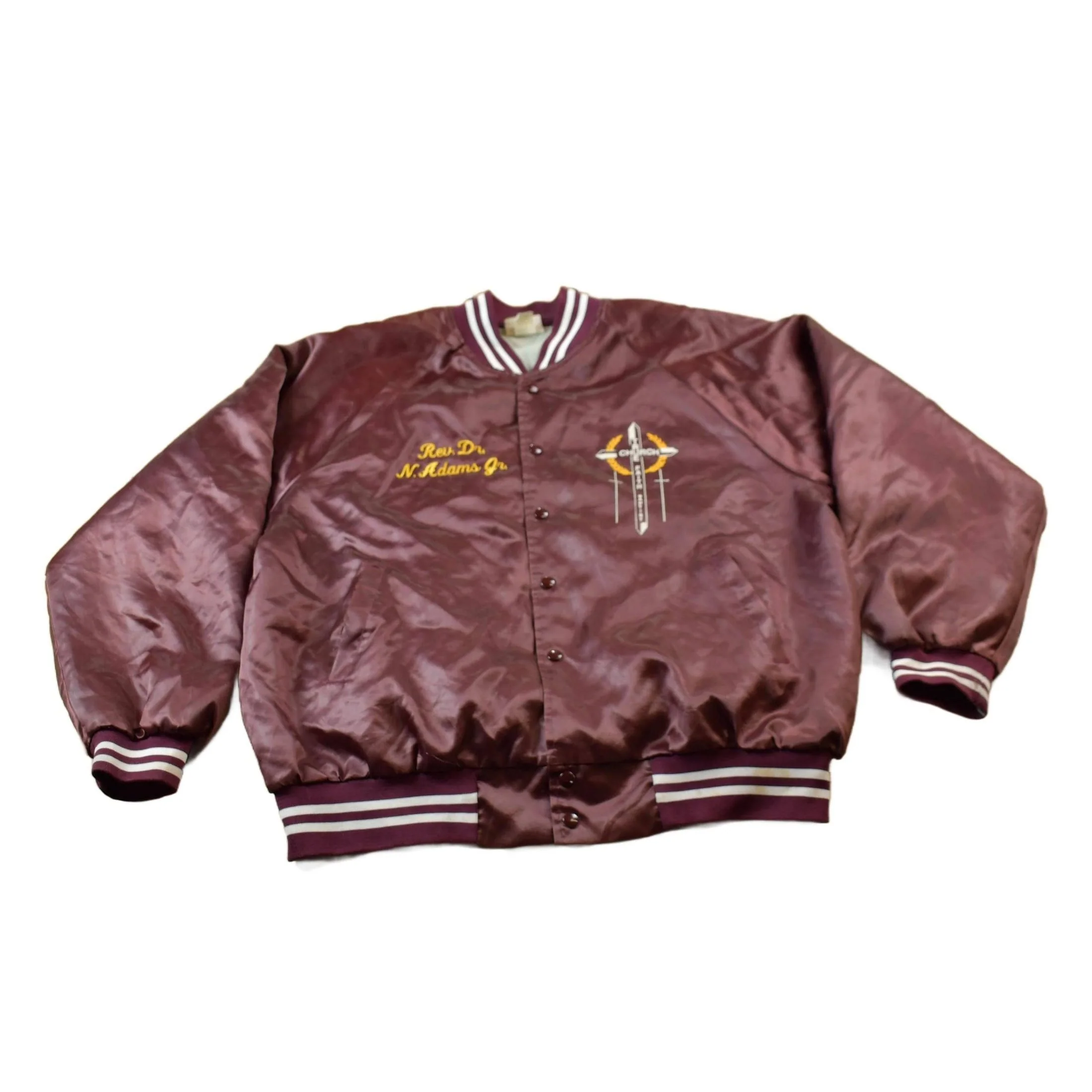 Vintage 1990s Hartwell Religious Satin Bomber Jacket Men's 2XL