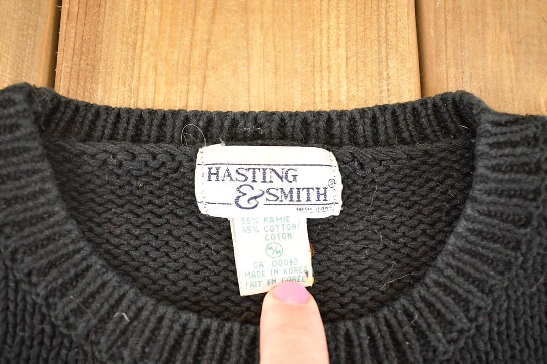 Vintage 1990s Hasting And Smith Floral Loose Knit Sweater Women's M - Image 5