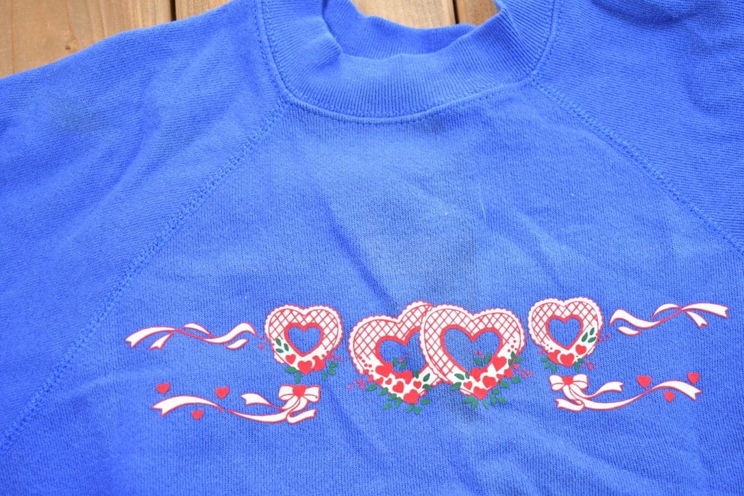 Vintage 1990s Heart Theme Crewneck Sweater Men's XL - Image 7