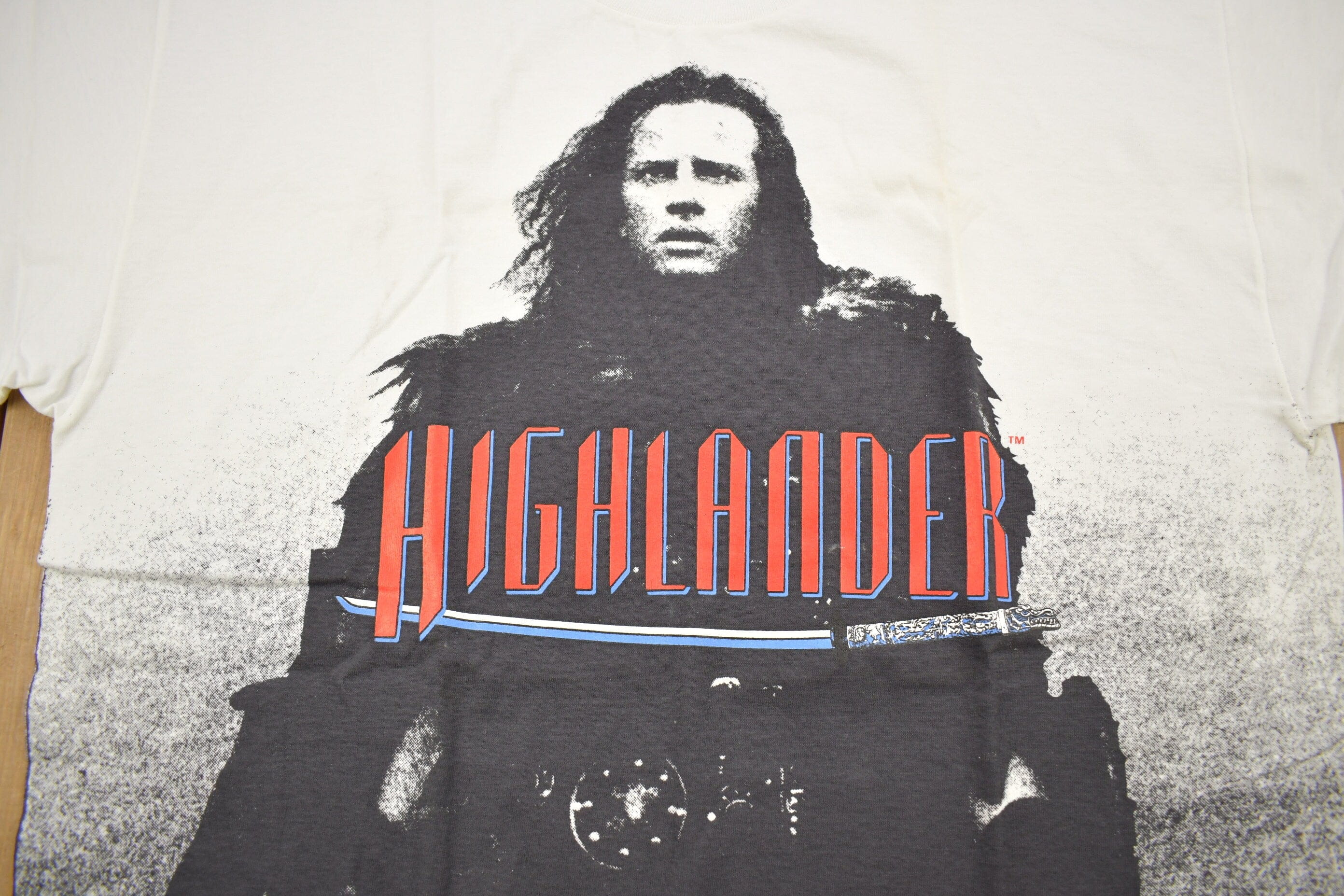 Vintage 1990s Highlander All Over Print Movie Promo T-shirt Men's XL - Image 3