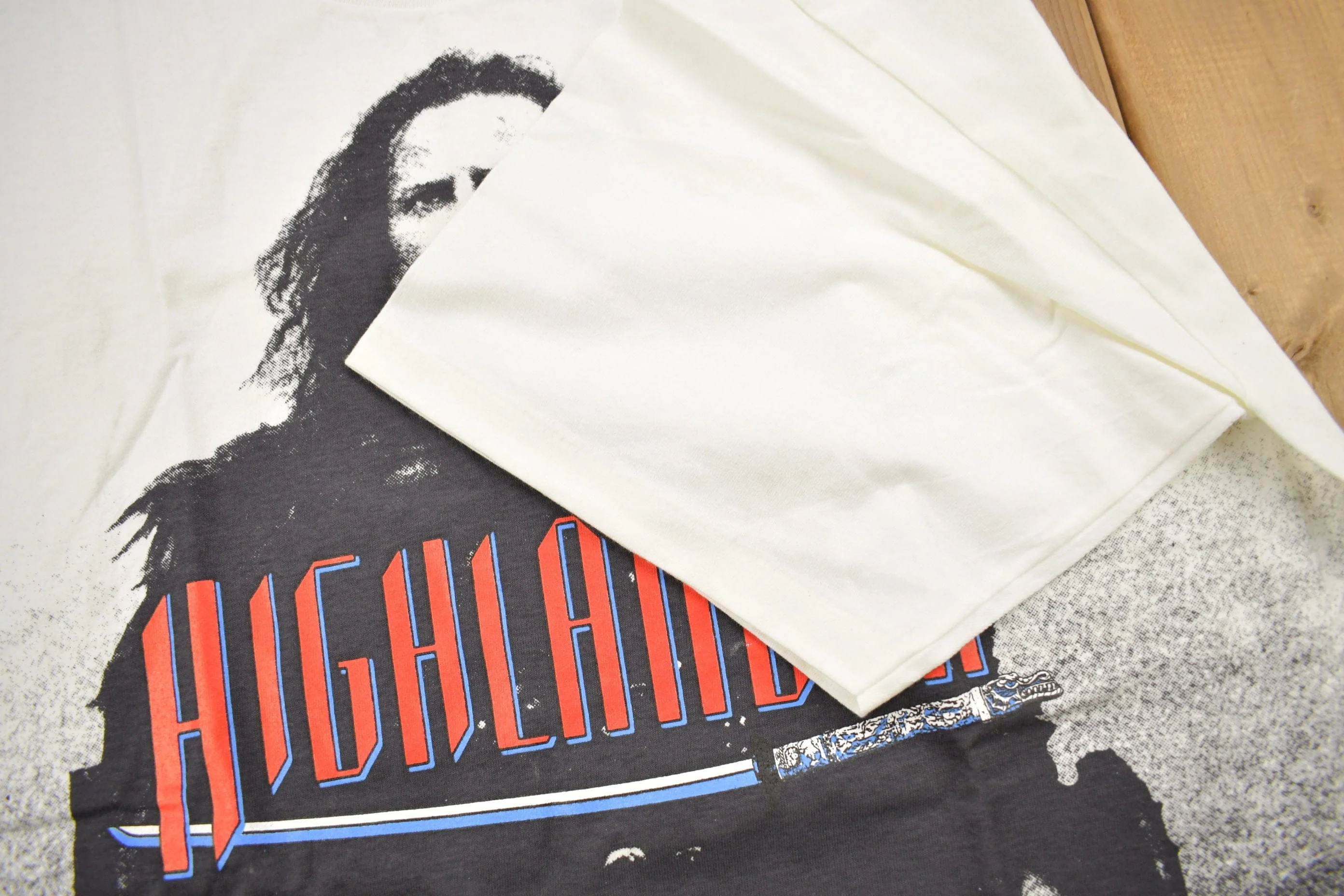 Vintage 1990s Highlander All Over Print Movie Promo T-shirt Men's XL - Image 5