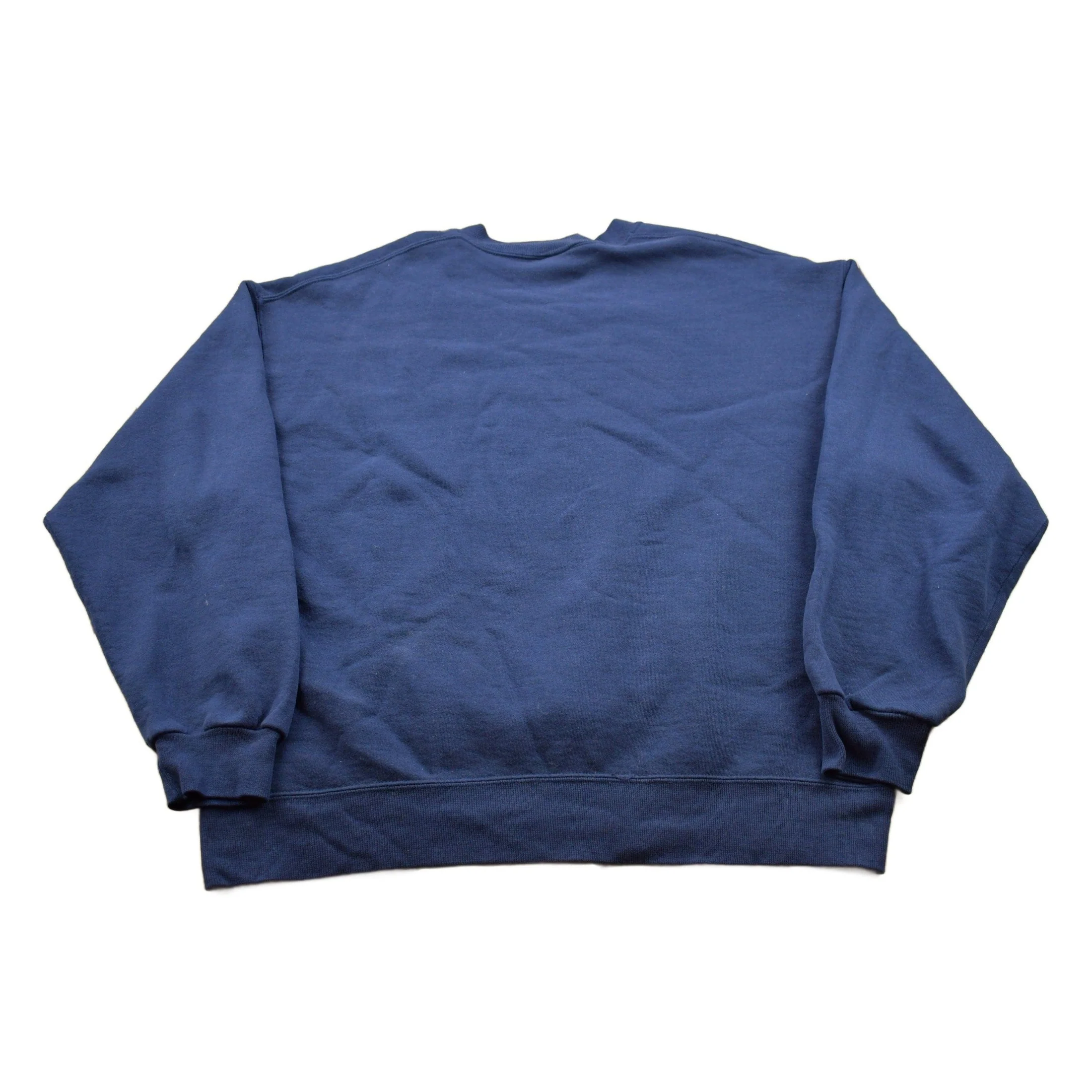 Vintage 1990s HIS Navy Blue Blank Crewneck Sweatshirt - Image 2