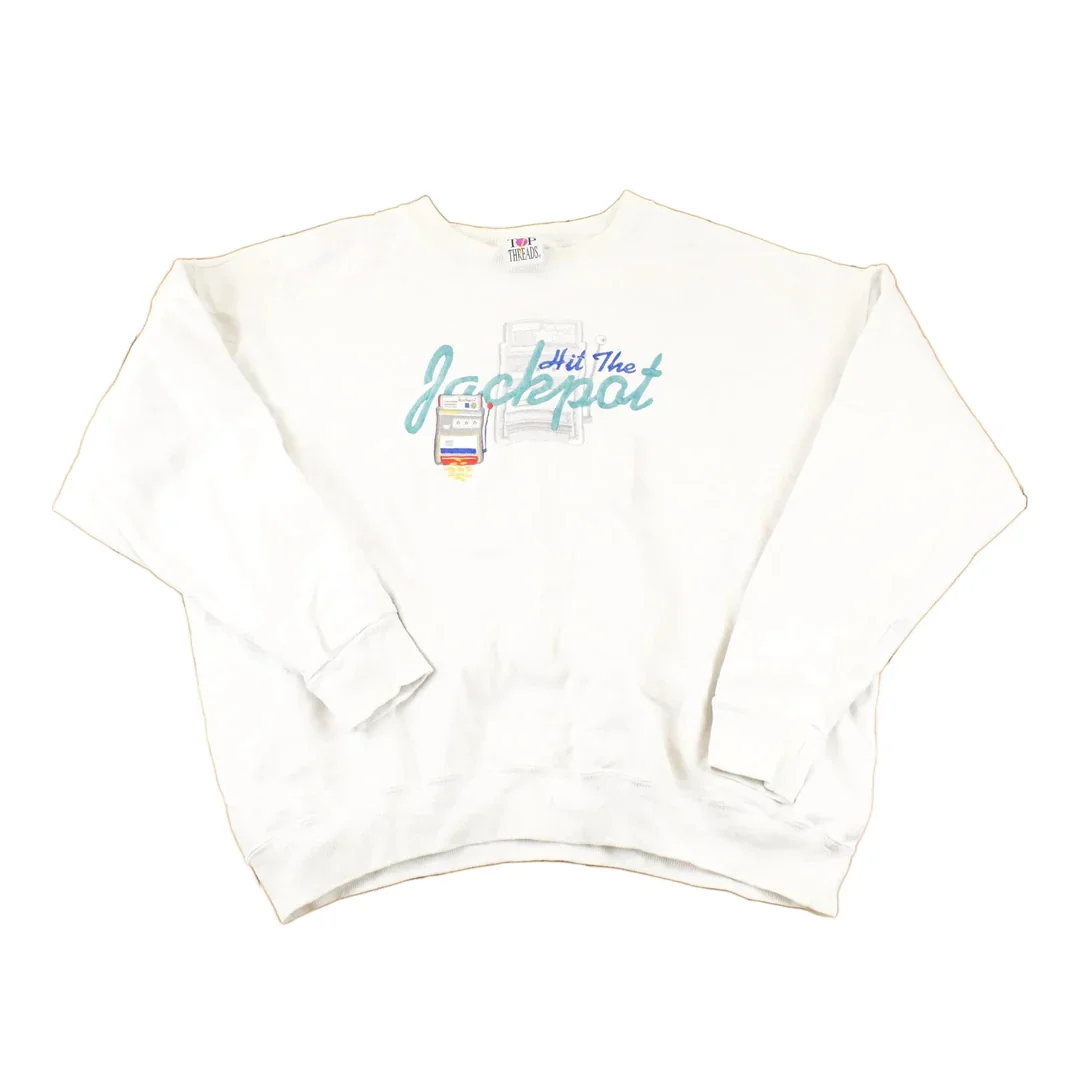 Vintage 1990s Hit The Jackpot Gamblers Crewneck Sweatshirt Mens XL
