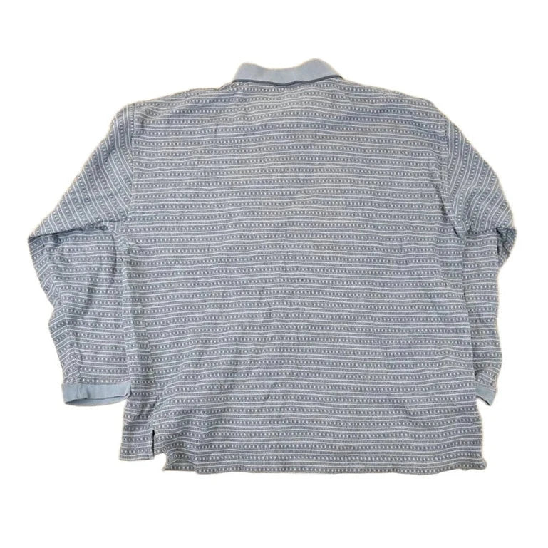 Vintage 1990s Hole In One Striped Quarter Button Shirt Men's L - Image 2