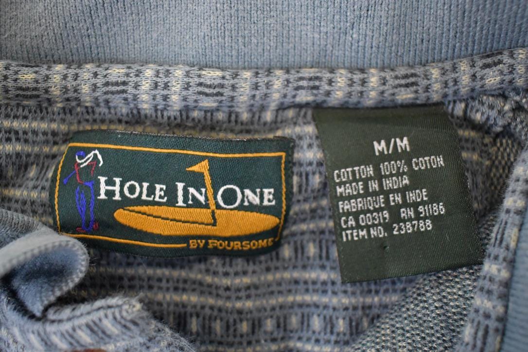 Vintage 1990s Hole In One Striped Quarter Button Shirt Men's L - Image 3