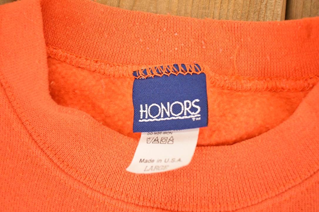 Vintage 1990s Honors Blank Orange Souvenir Crewneck Sweatshirt Men's XL - Image 4