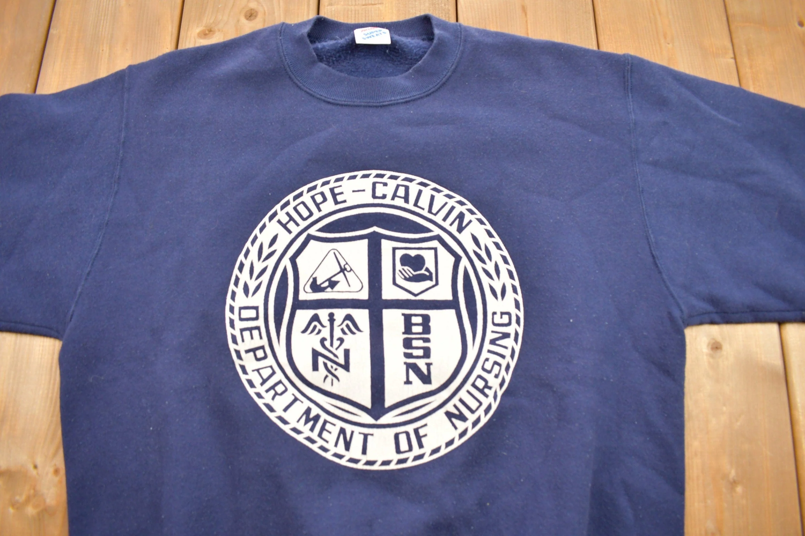 Vintage 1990s Hope Calvin Department Of Nursing Crewneck Sweatshirt - Image 3