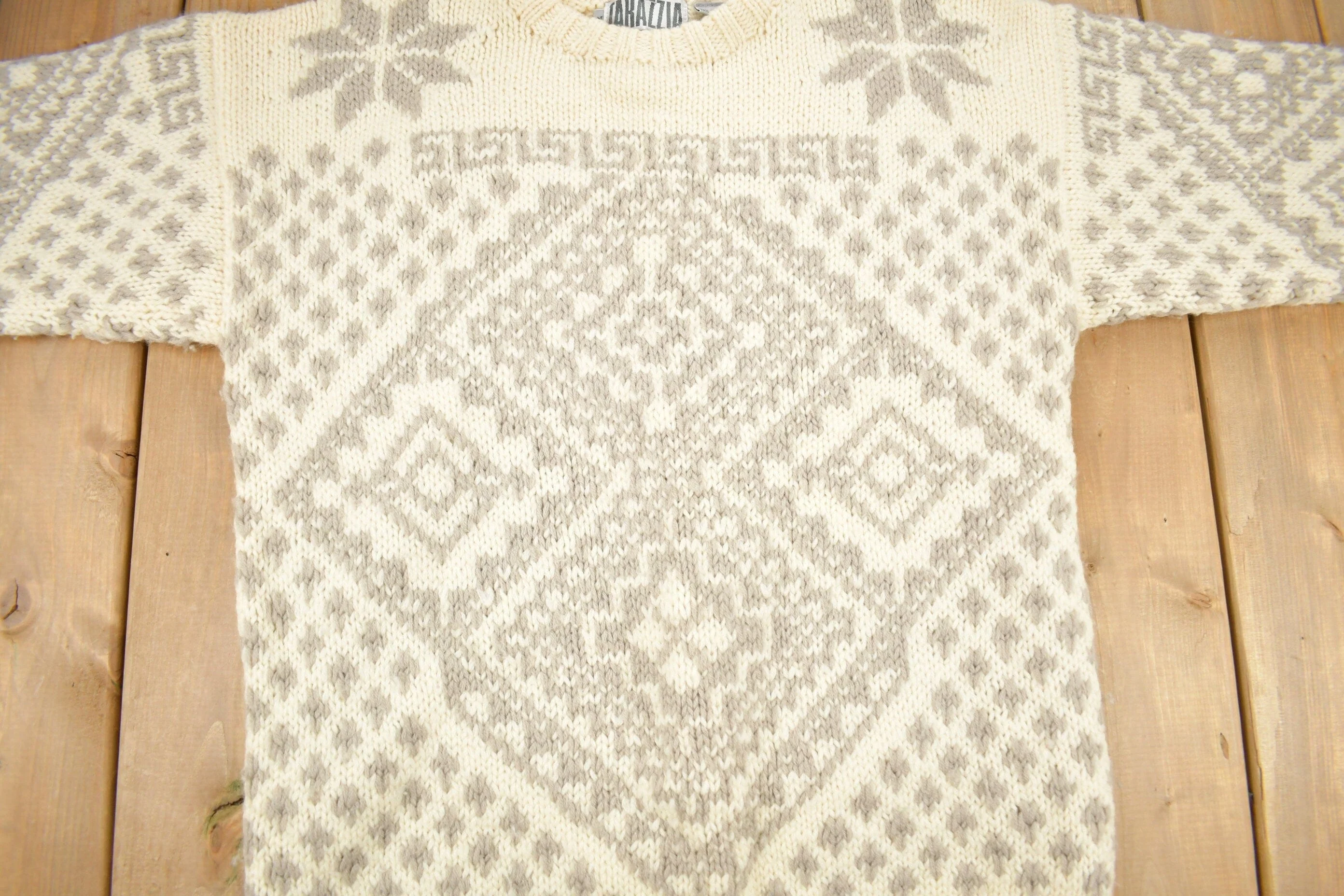 Vintage 1990s Iarazzia Winter Theme Knit Crewneck Sweater Men's Medium - Image 3