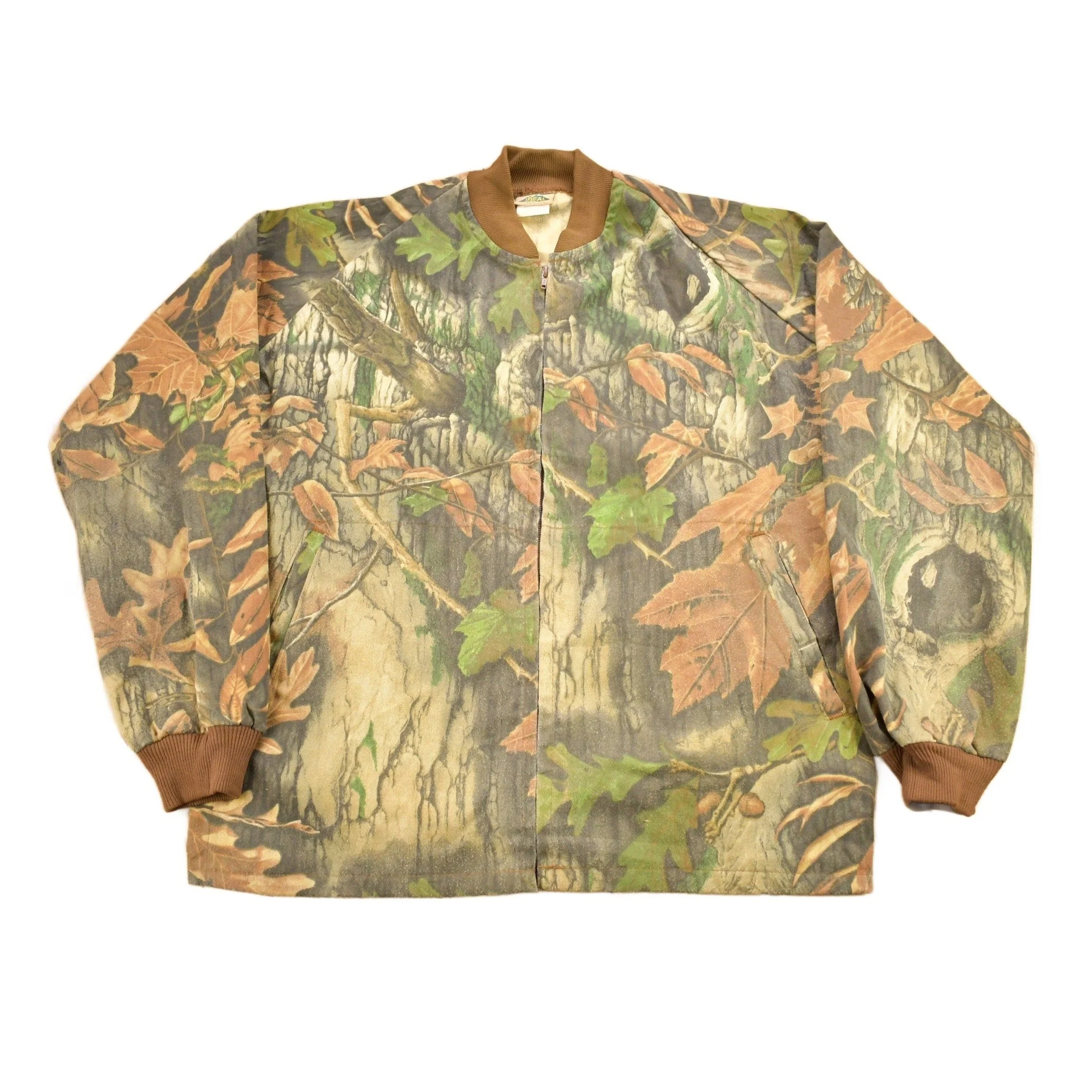 Vintage 1990s IDEAL Tree Camo Windbreaker Bomber Jacket Men's XL