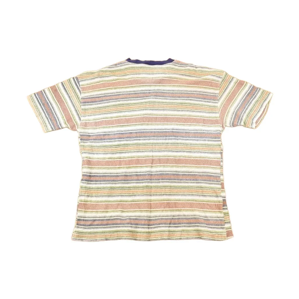 Vintage 1990s Impact Knit Striped Souvenir Travel T-Shirt Men's XL - Image 2
