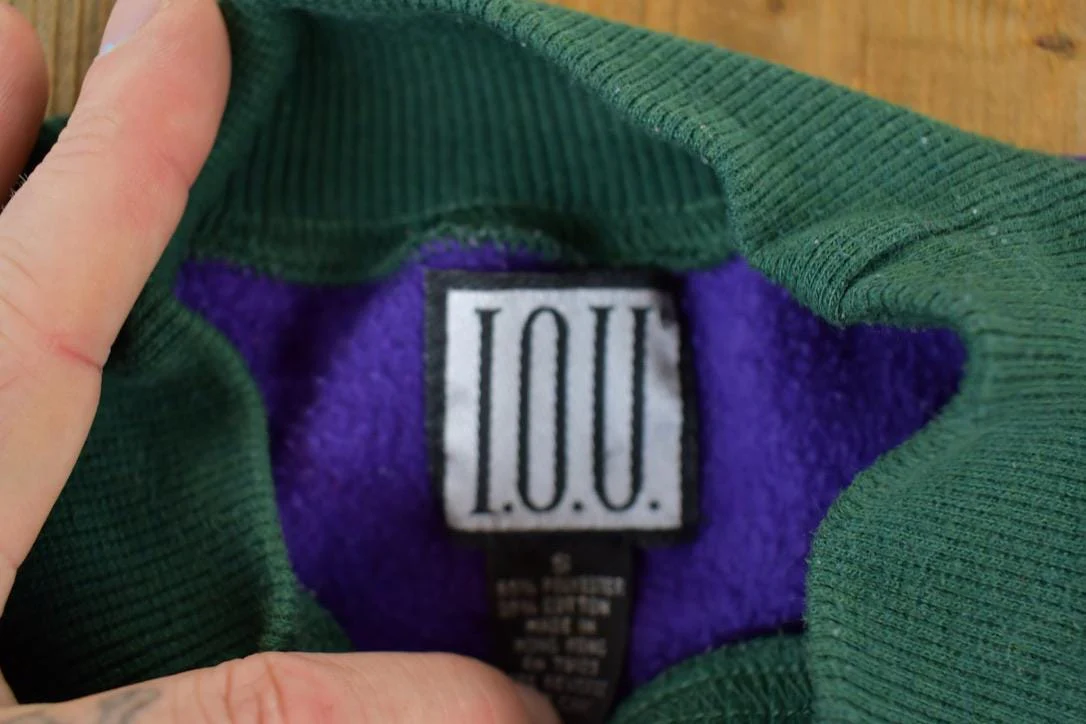 Vintage 1990s IOU Colour Block Crewneck Sweatshirt Men's XL - Image 3
