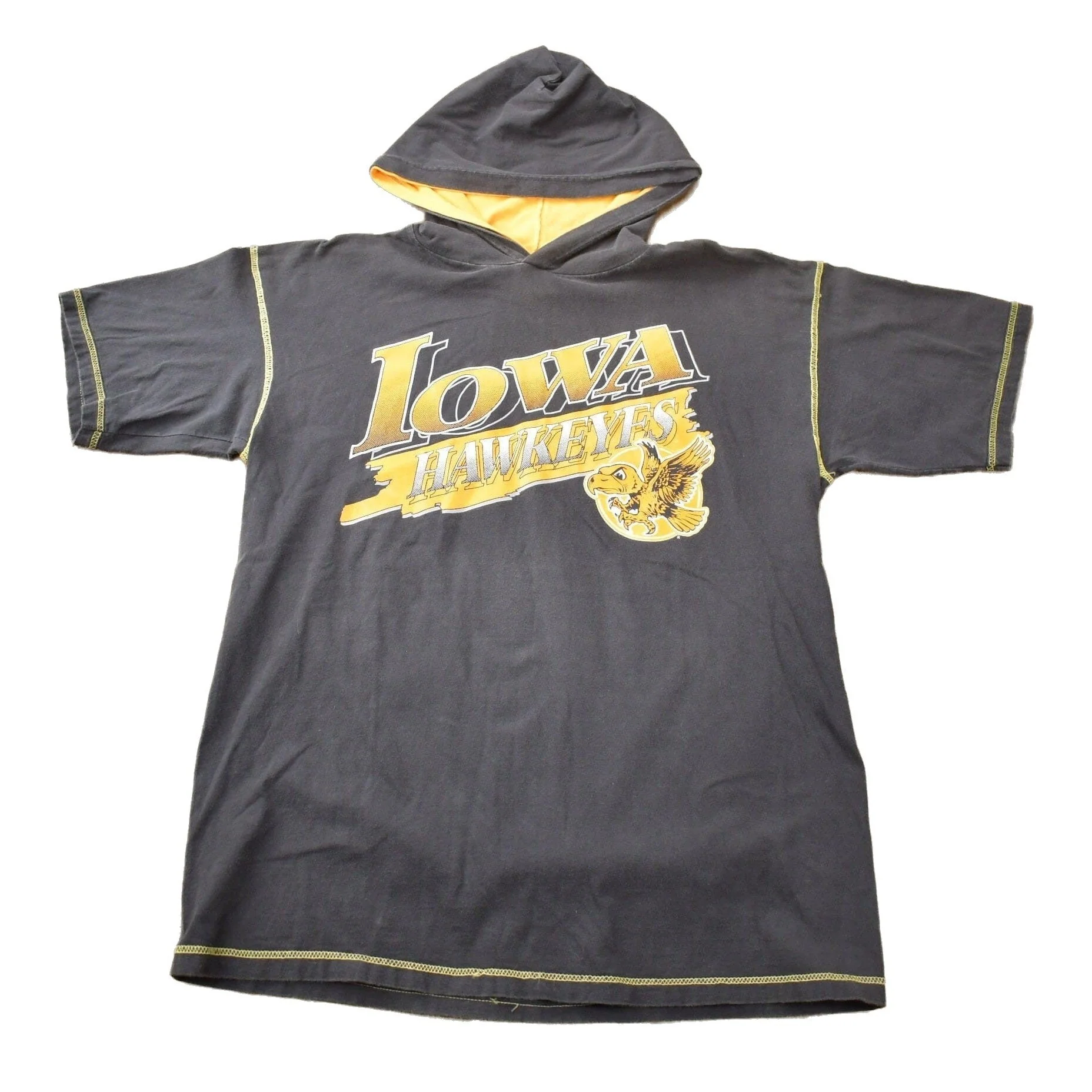 Vintage 1990s Iowa Hawkeyes Collegiate Hooded T-Shirt Men's Large