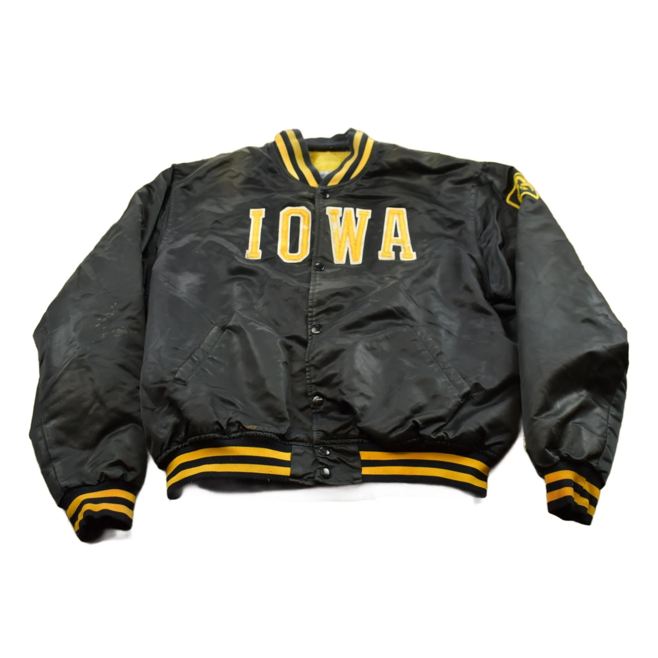 Vintage 1990s Iowa Hawkeyes NCAA Collegiate Satin Bomber Jacket Men's XL