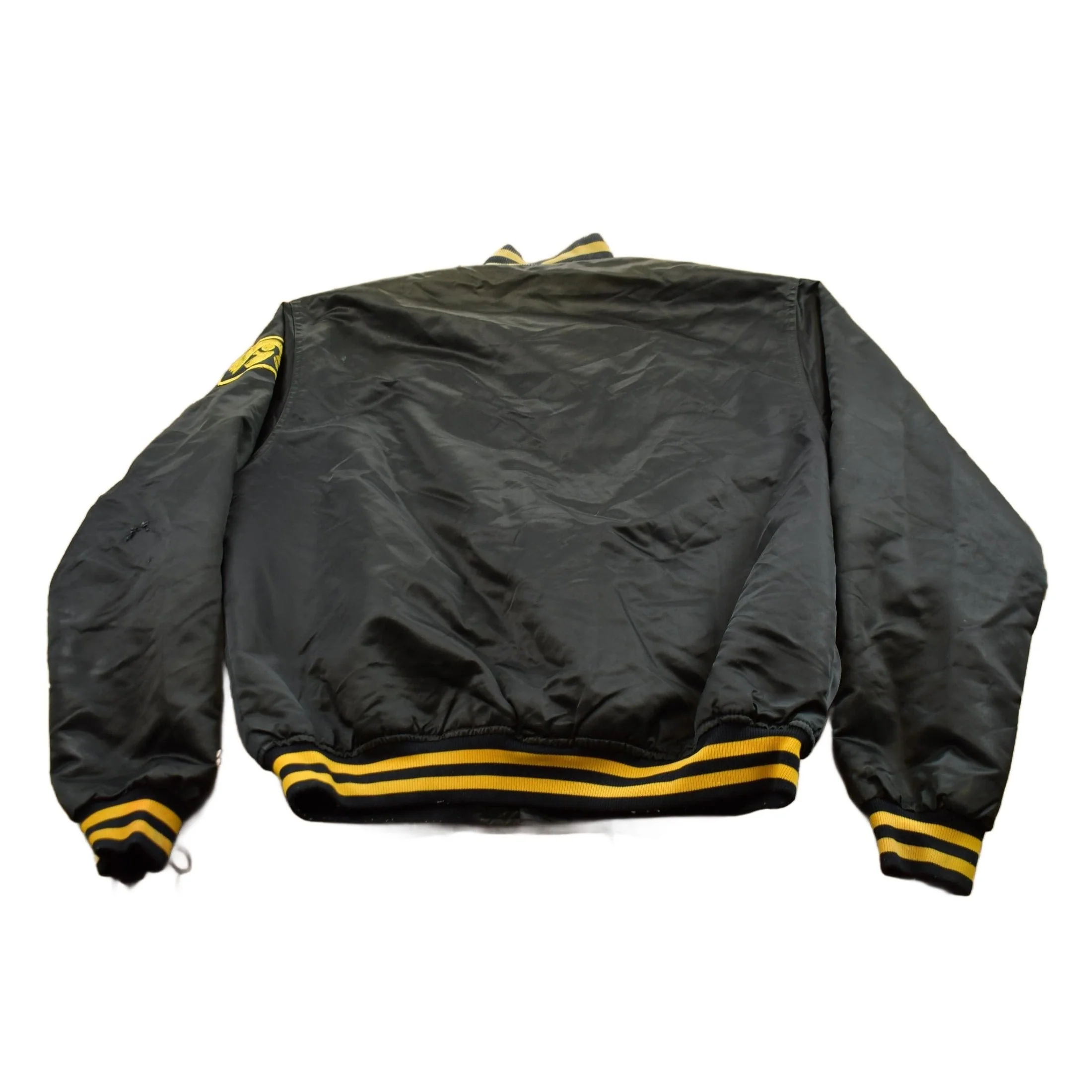 Vintage 1990s Iowa Hawkeyes NCAA Collegiate Satin Bomber Jacket Men's XL - Image 2